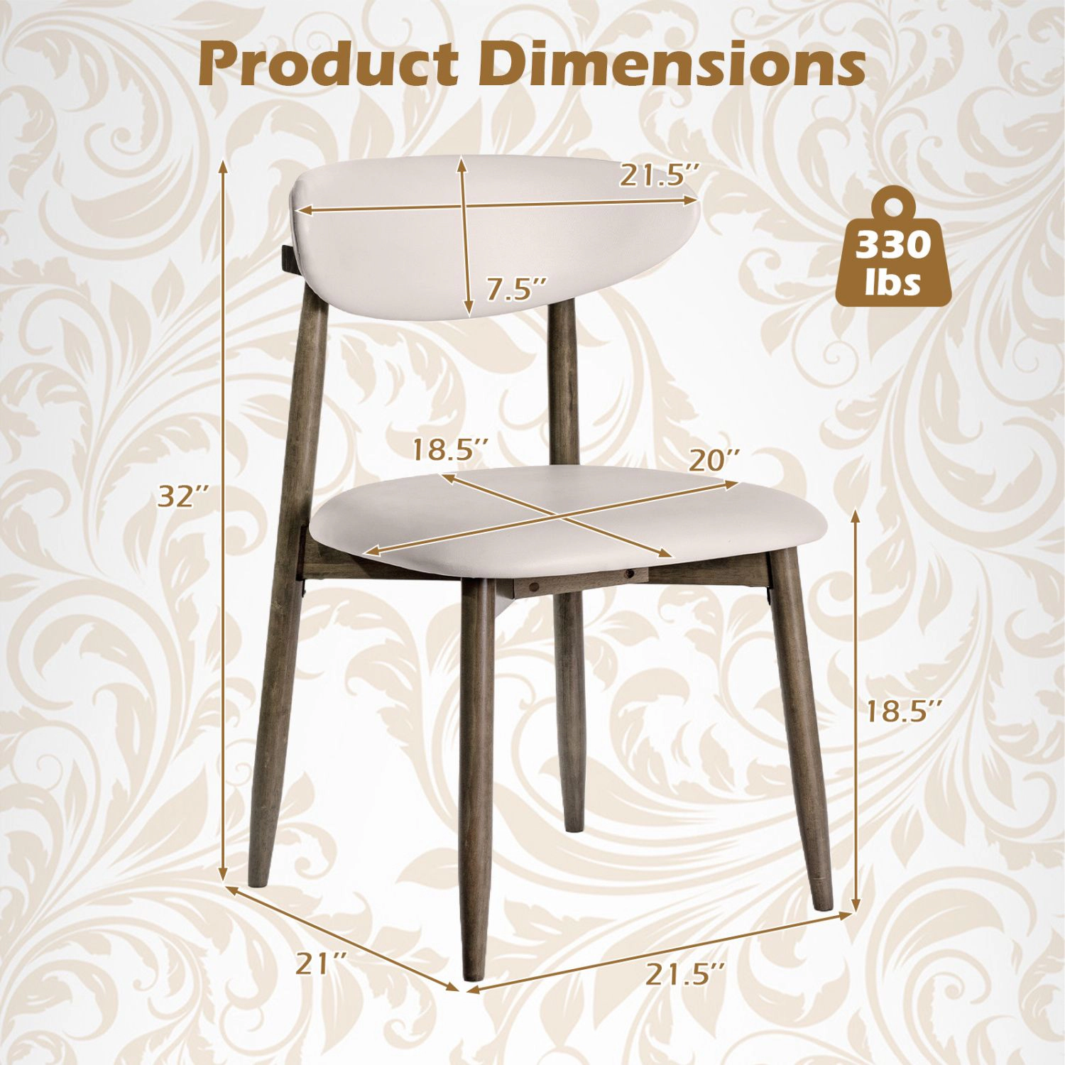SlickBlue Modern Wooden Dining Chairs with Padded Faux Leather Seat