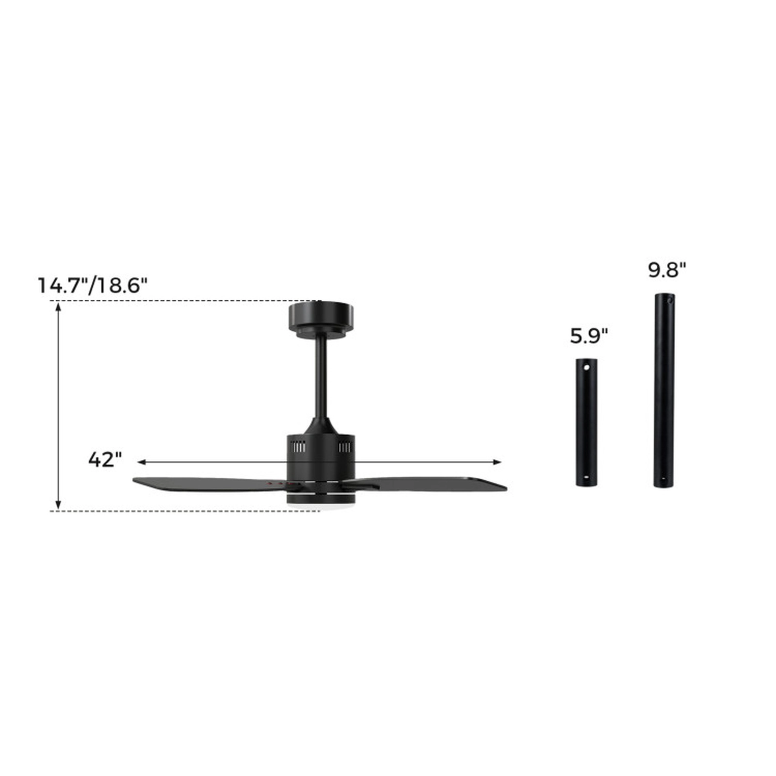 SUGIFT 42-Inch Ceiling Fan, 6-Speed Reversible DC Motor, 3CCT Dimmable LED, Remote