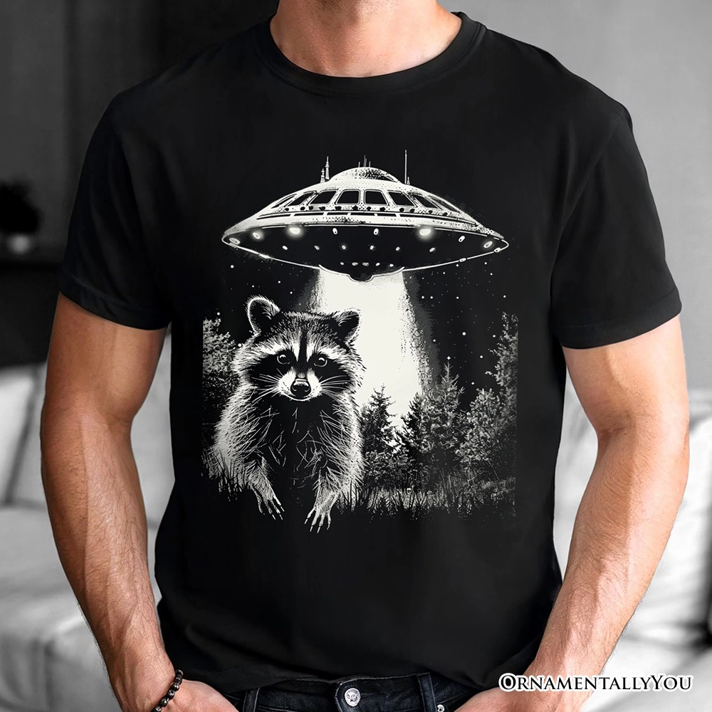 OrnamentallyYou Unisex Funny UFO Raccoon T-Shirt