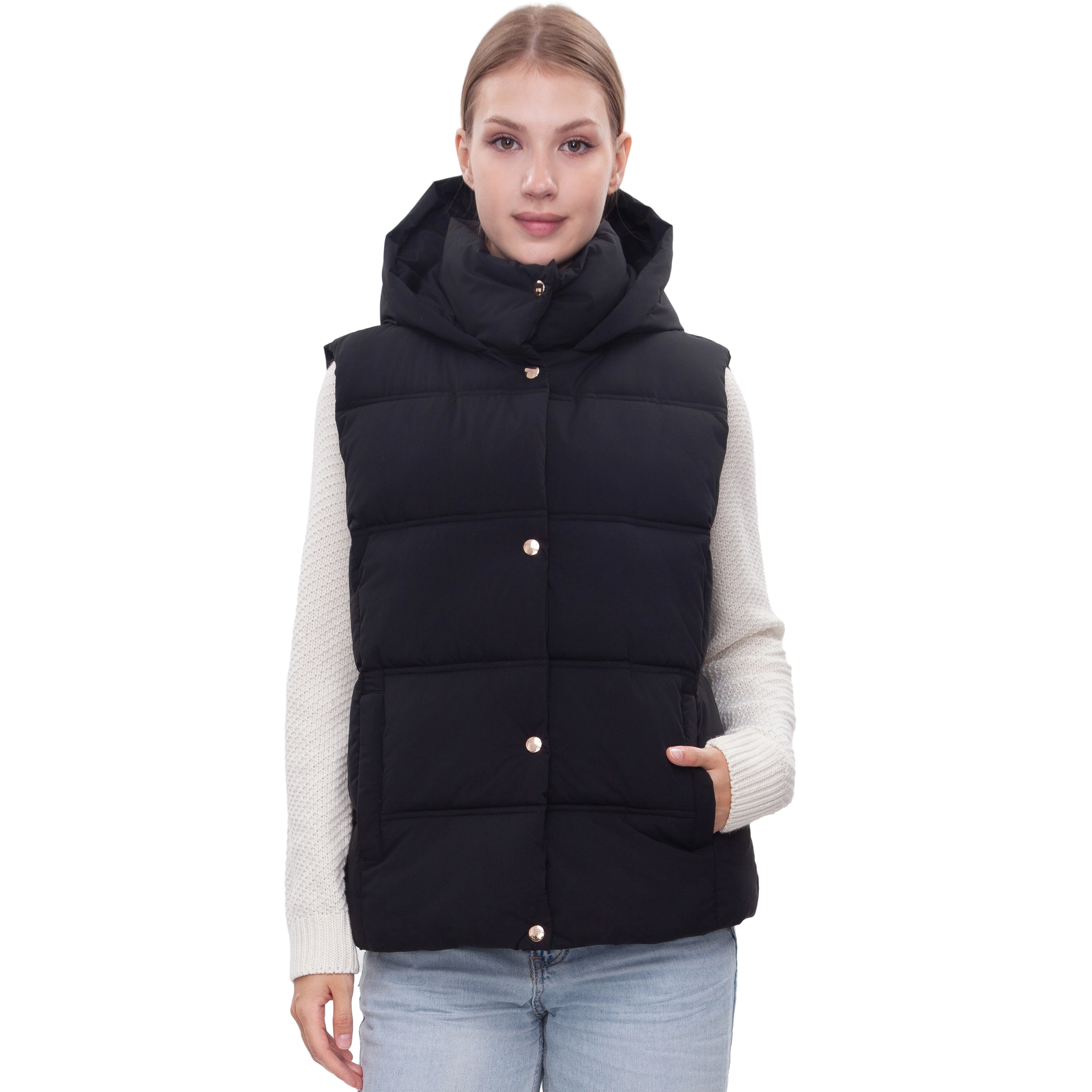 Rokka&Rolla Womens Hooded Quilted Puffer Vest