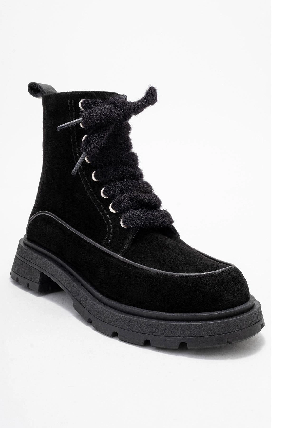 Forever & Always Womens Mina Leather Combat Boots