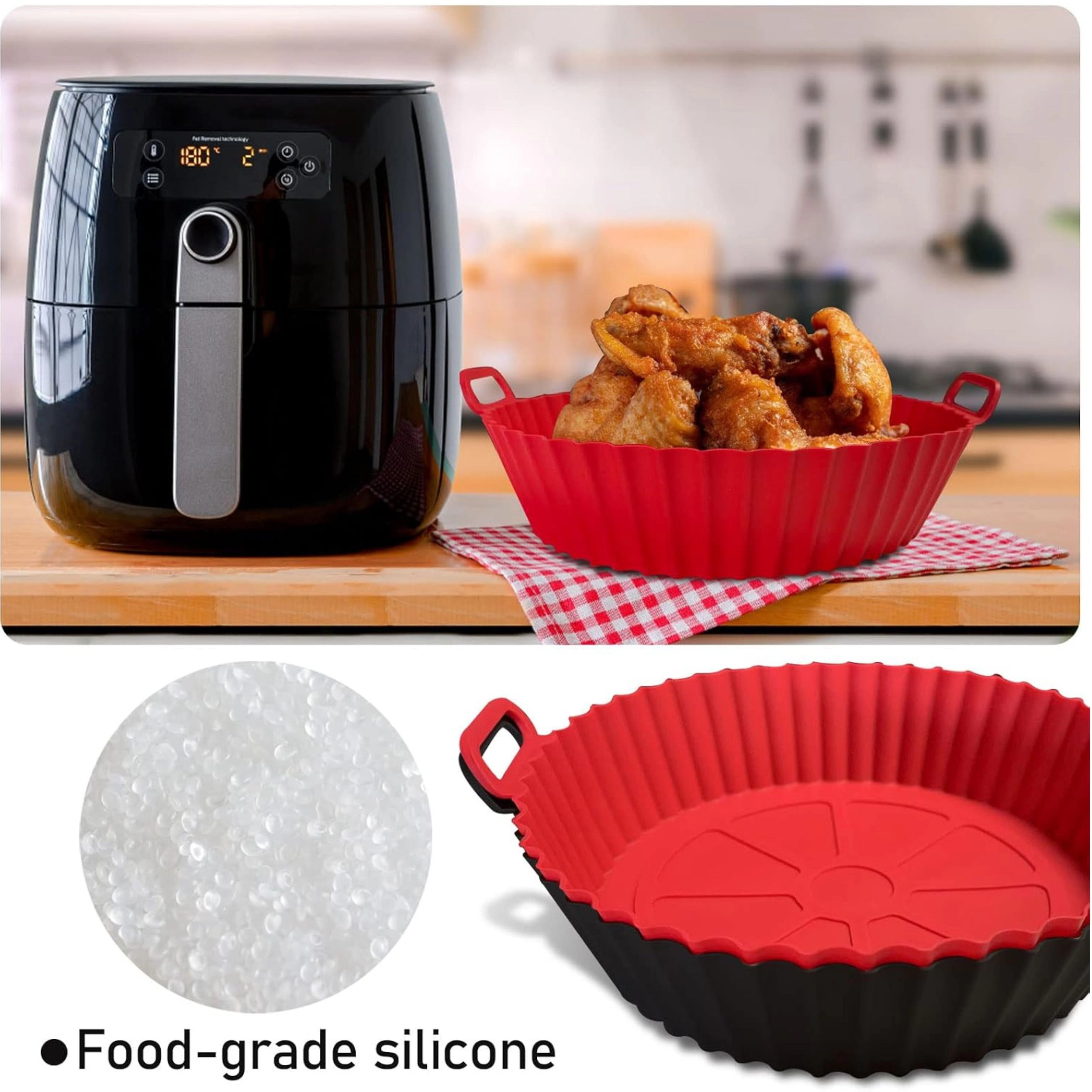 Stock Preferred Pack of 2 Silicone Air Fryer Liners Baking Pots for 3 to 5 Qt Air Fryers 8 Inch