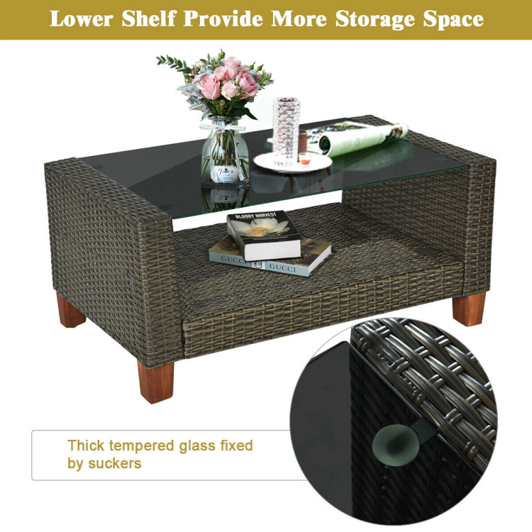 Hivvago 4 Pieces Patio Rattan Furniture Set With Cushions