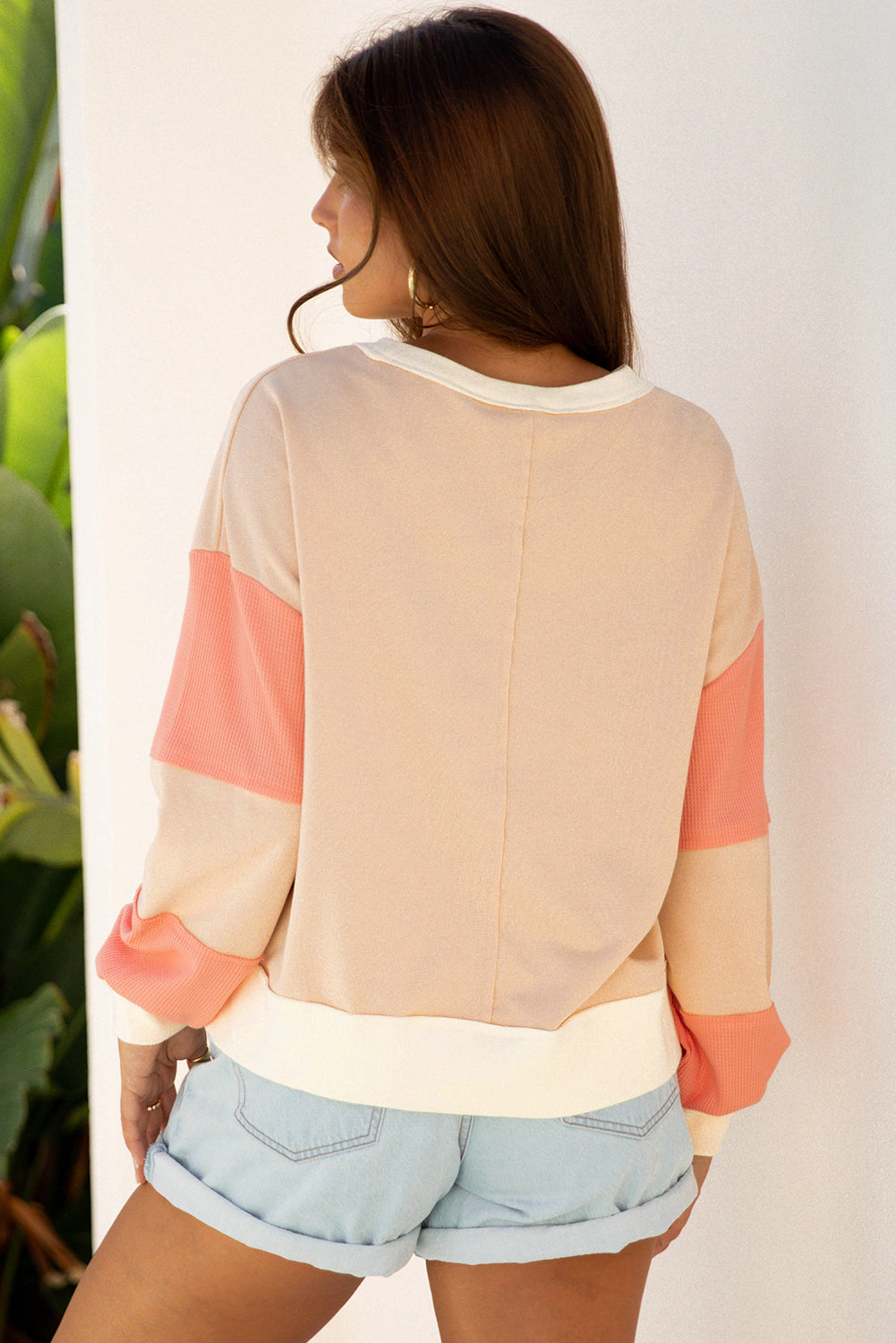Threaded Pear Women's Jolene Block Textured Patchwork Pullover