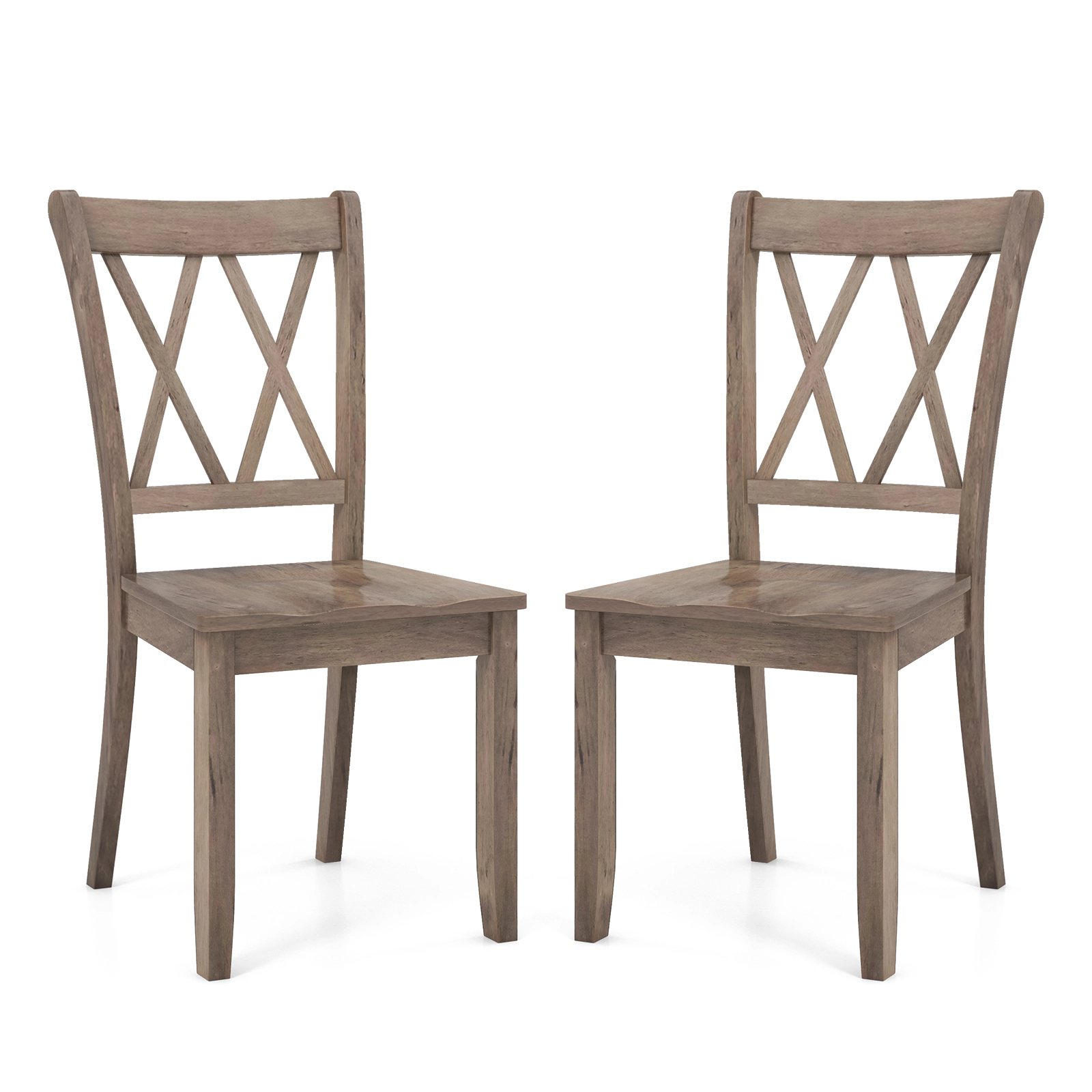 LJG Set of 2 Wooden Dining Chairs Mid Century Farmhouse Retro Kitchen