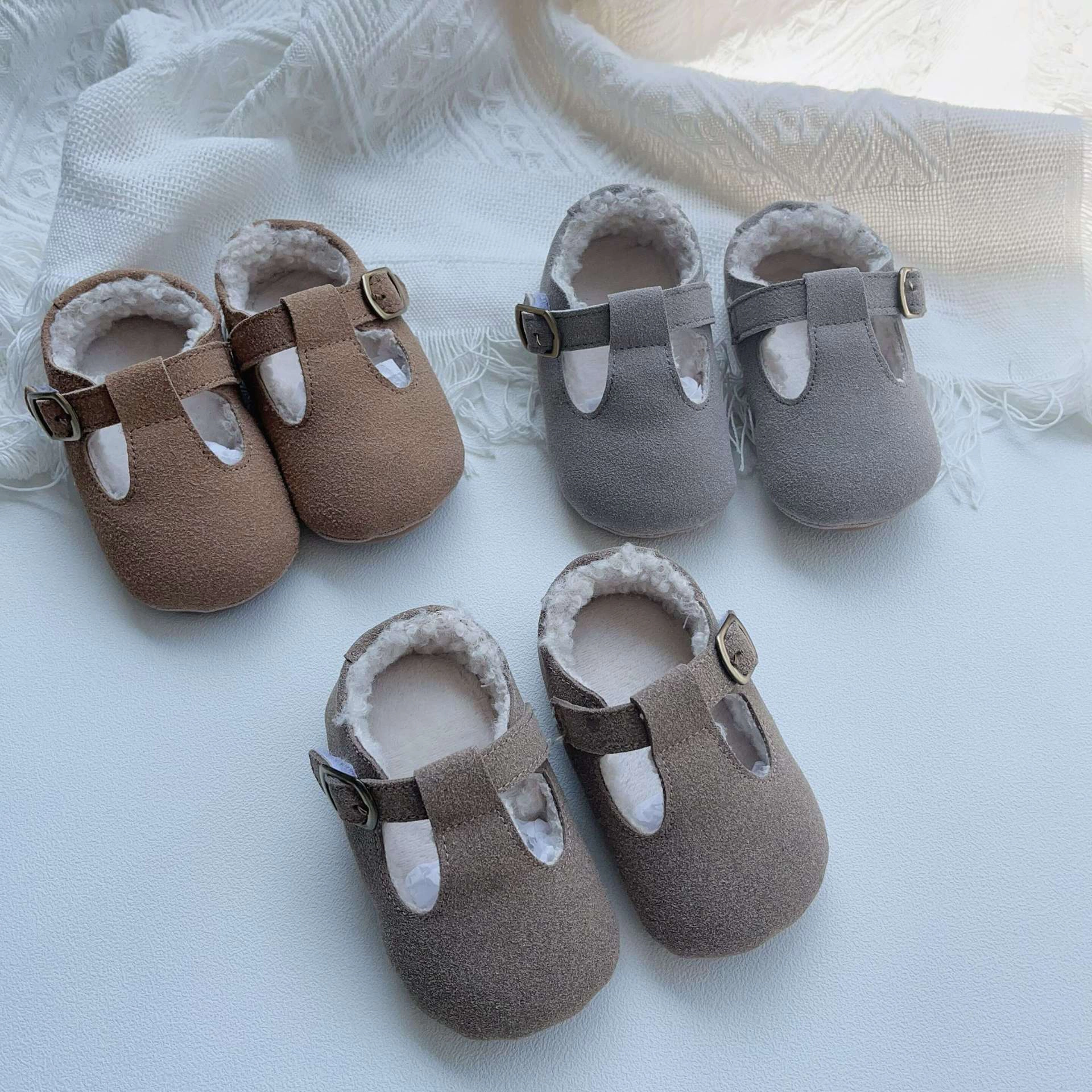 MyKids-USA Arrival Winter Baby Girl Solid Color Plush Warm Anti-Slip Shoes