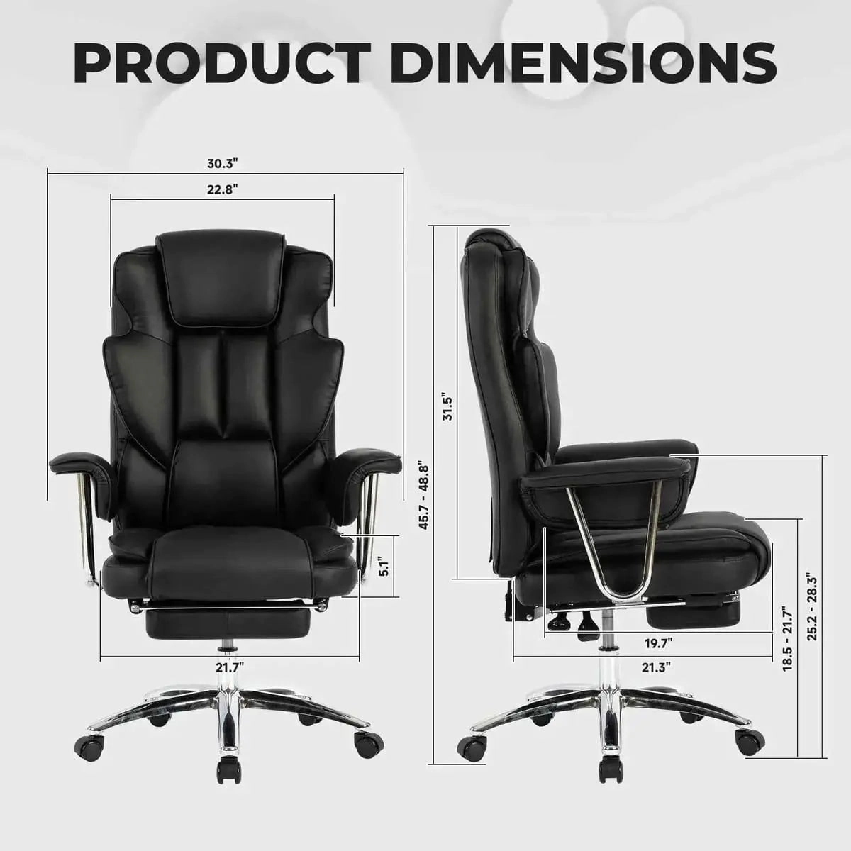 Platinum-Level Office Chairs Big & Tall Executive Office Chair with Footrest, Black Leather
