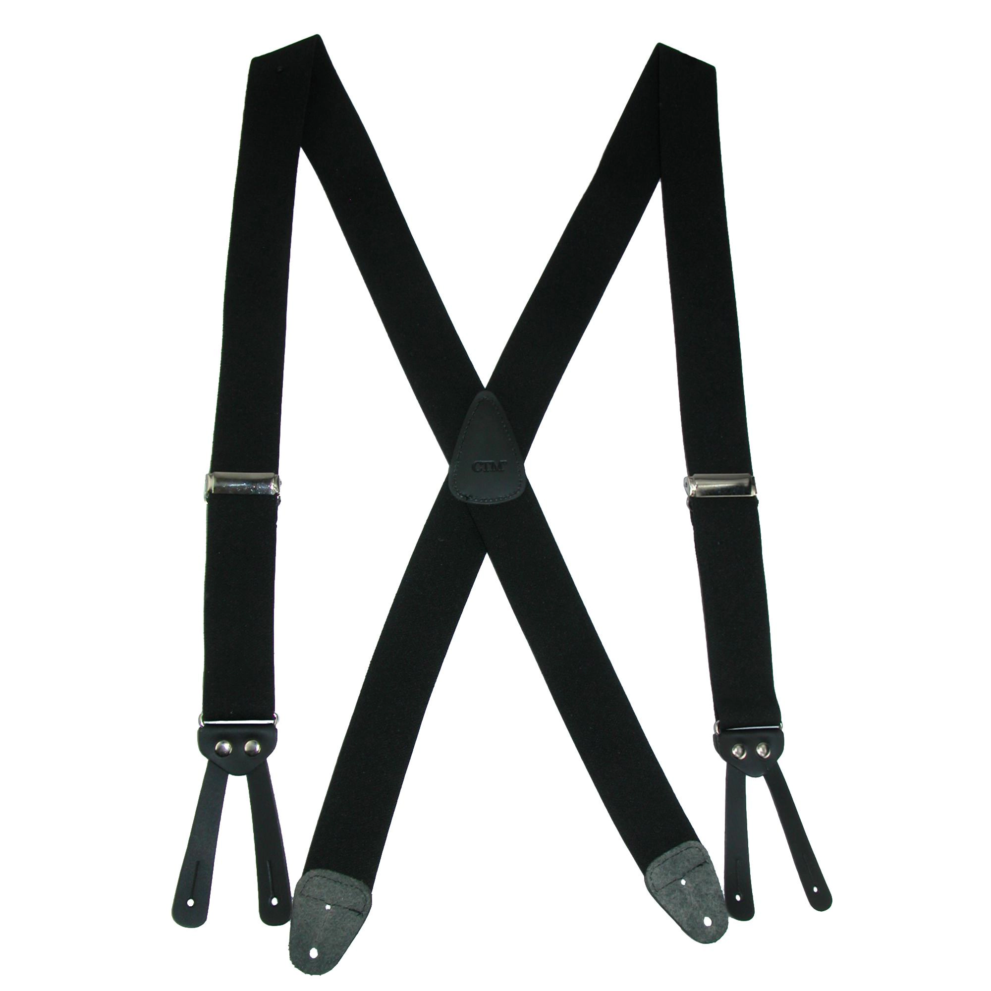 CTM Men's Elastic Basic X-Back Button-End Suspenders