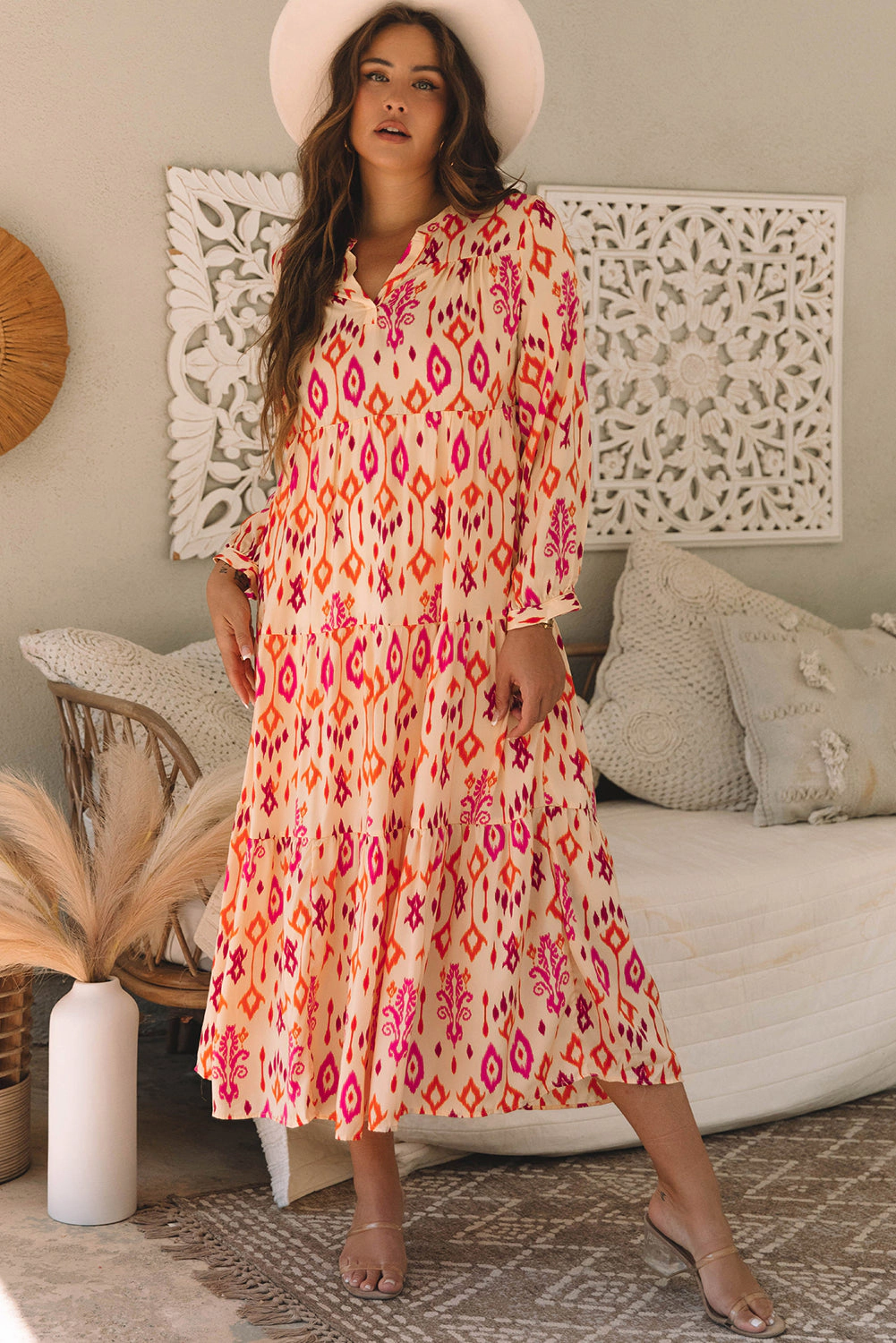 Threaded Pear Women's Marjorie Geometric Printed Maxi Dress