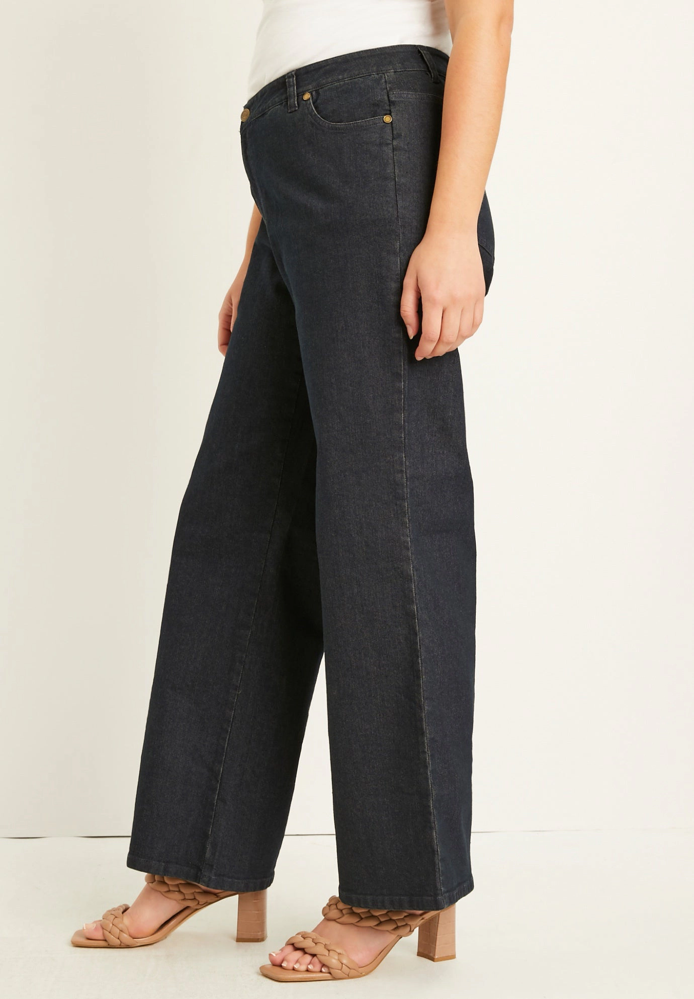 June & Vie Women's Plus Curvie Fit Wide-Leg Jeans