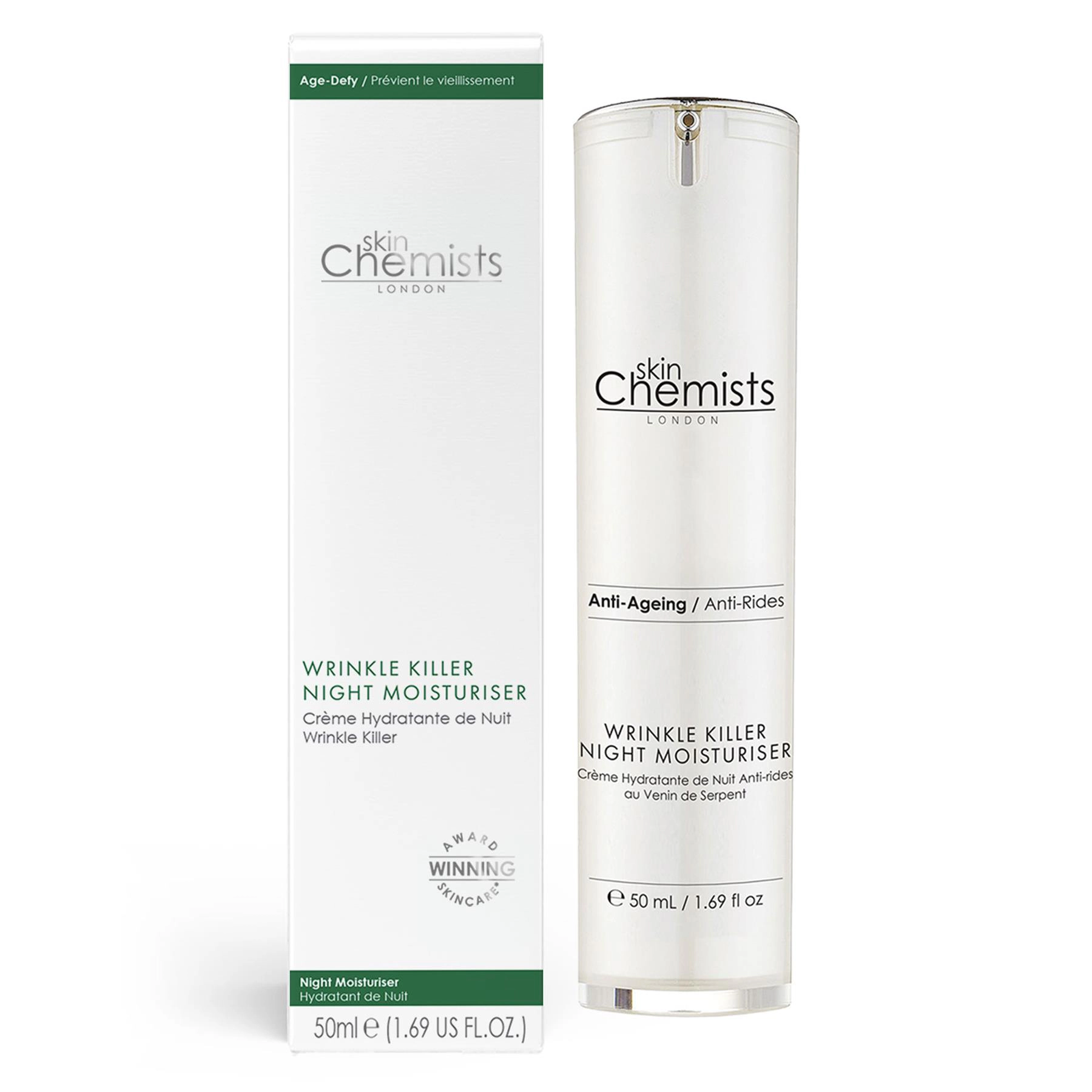 skinChemists Wrinkle Killer Anti-Ageing Night Moisturiser 50ml - Firming, Smooths Fine Lines