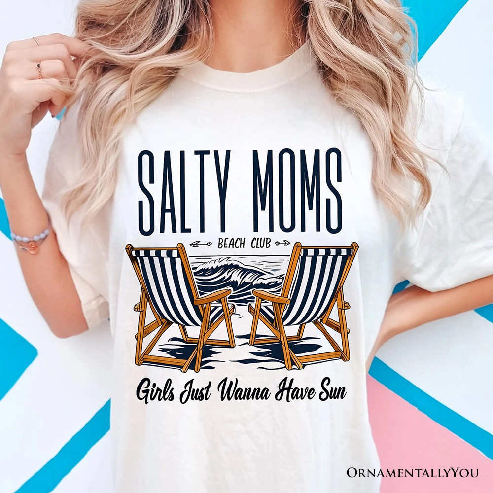 OrnamentallyYou Womens Salty Moms Beach Club T-Shirt