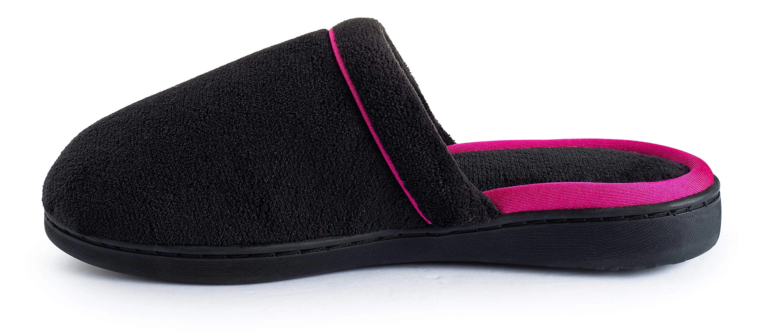 Roxoni Women's Slippers Memory Foam Soft Terry Ladies House Slipper – Black Small