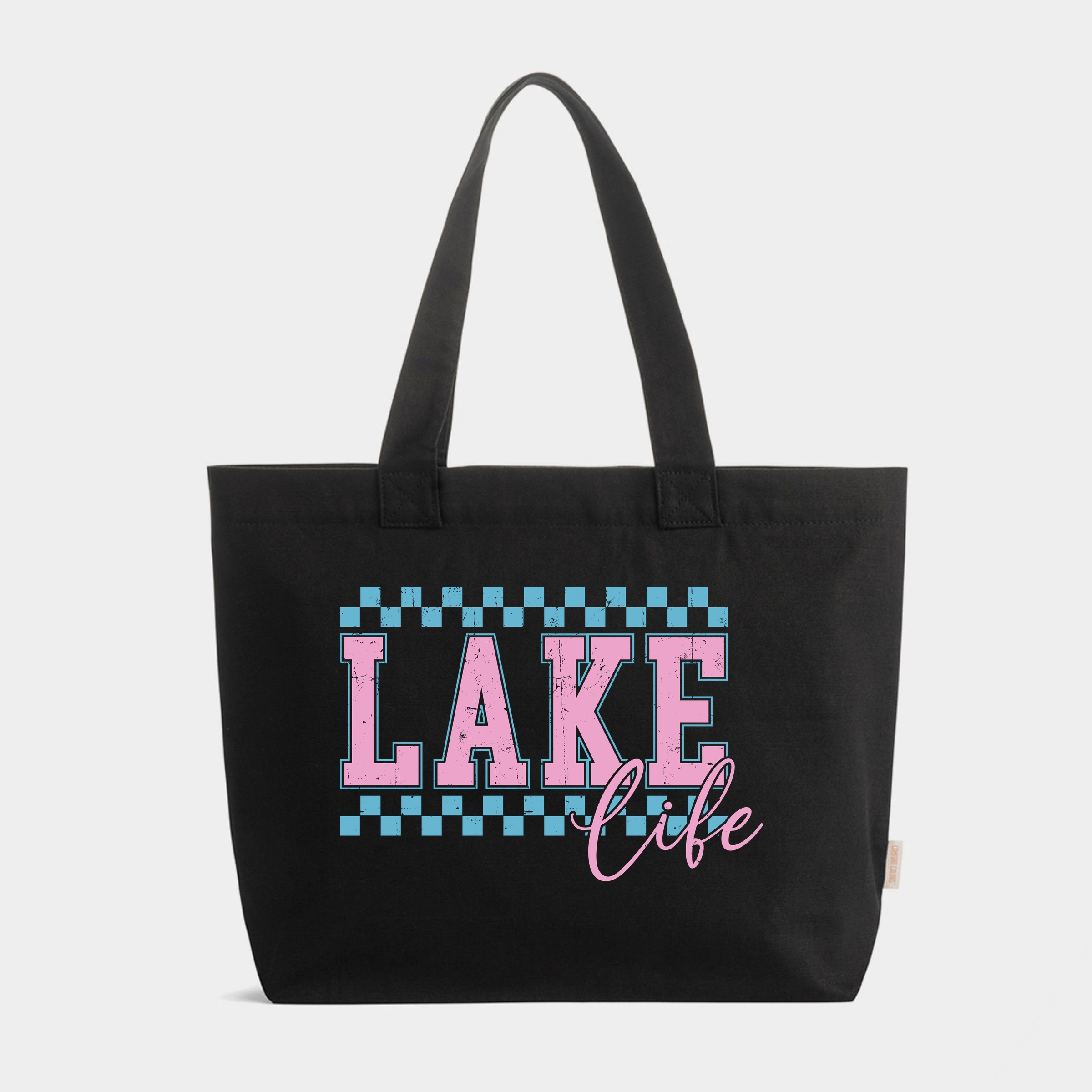 Simply Sage Market - Zippered Canvas Tote Lake Life Checkered