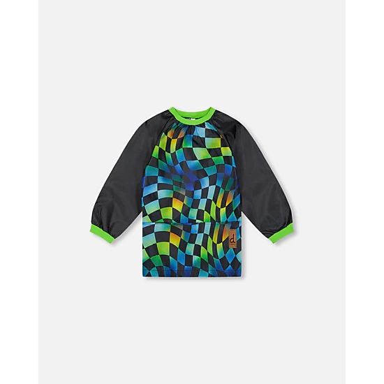 Deux par Deux Boys Water-Resistant Raglan Sleeve Checkered Print Apron