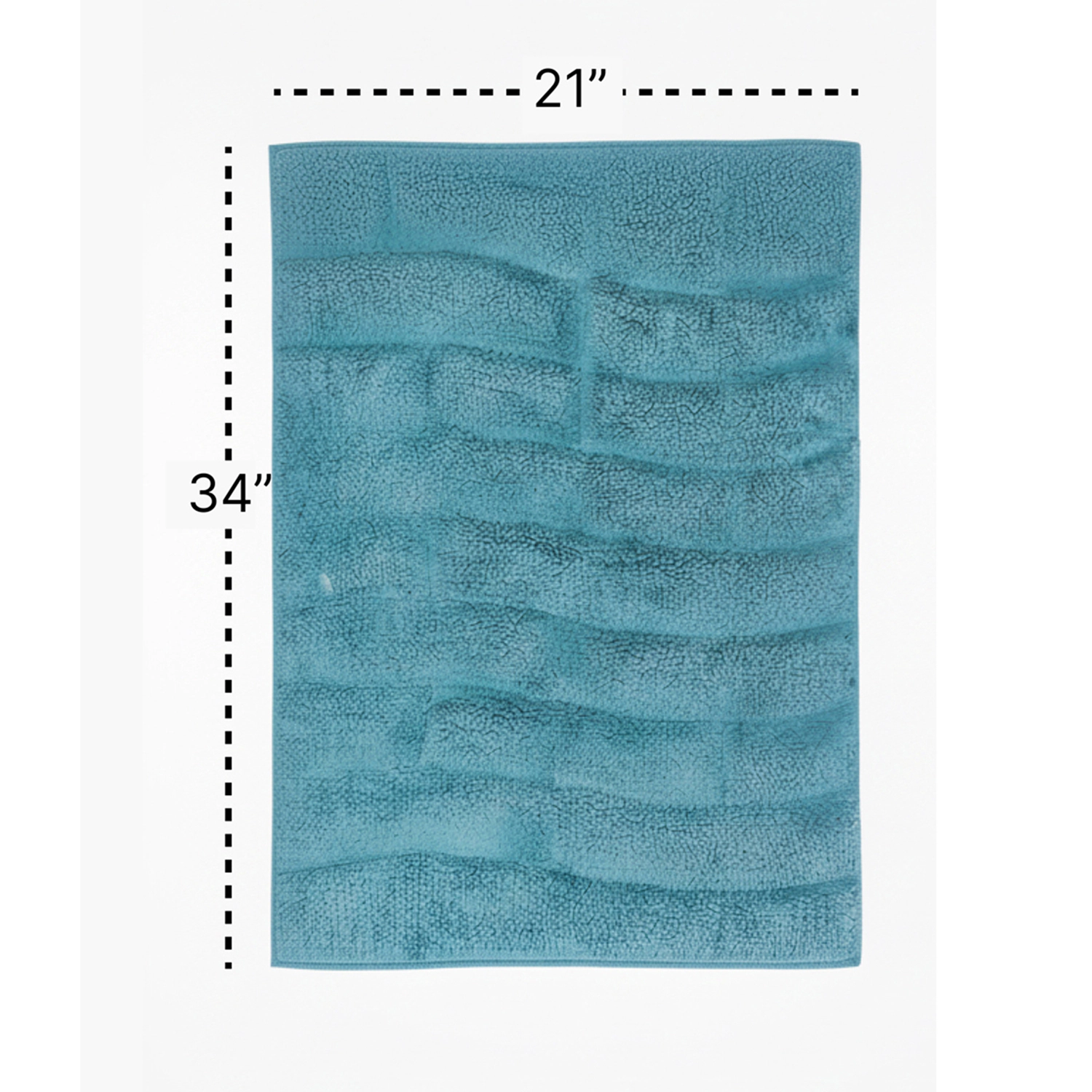 Knightsbridge Stylish And Comfortable All Season Traditional New Tile Design Cotton Bath Rug 21" X 34" Aqua