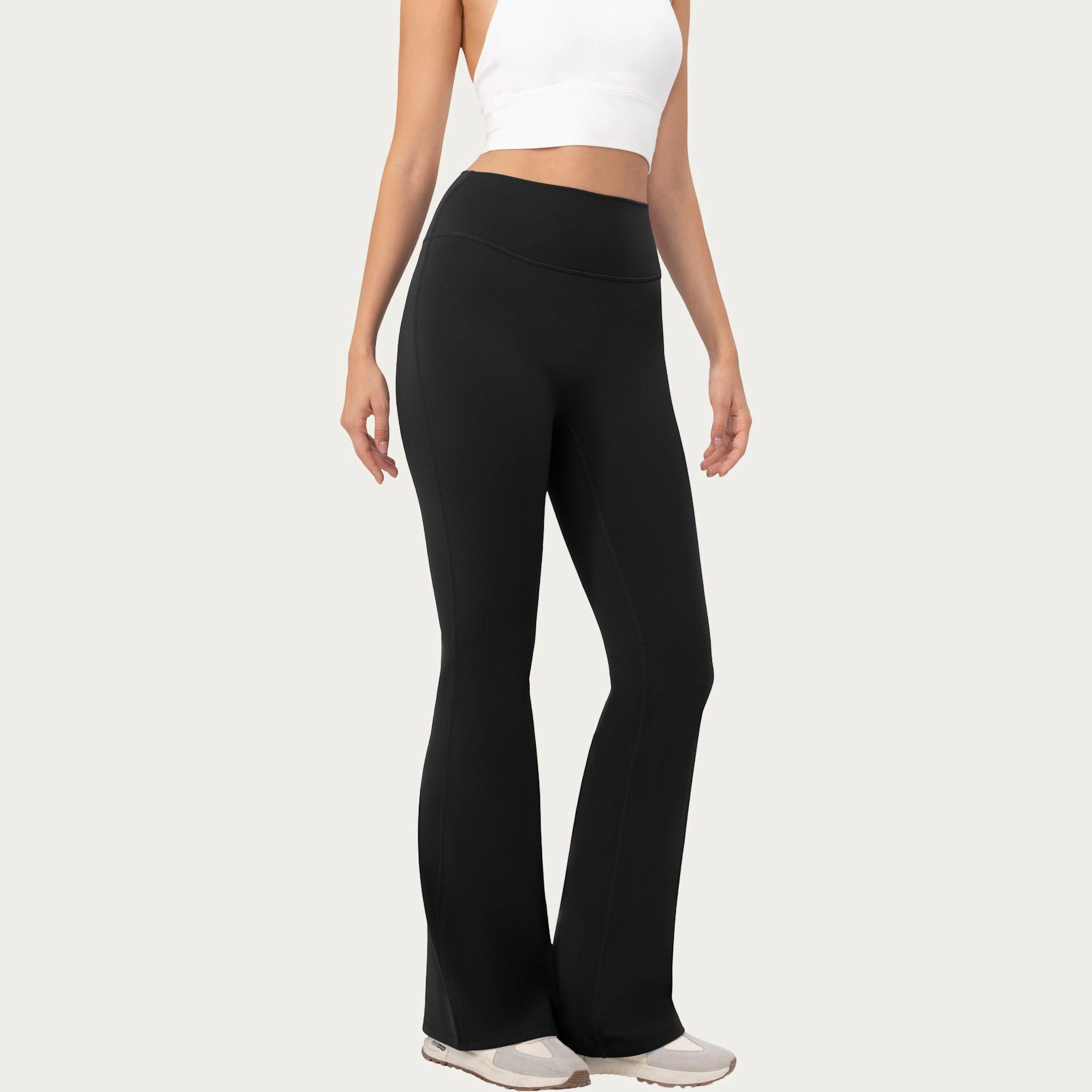 Anna-Kaci Active Women's High Waist Flare Leggings with Stretch Knit Fabric and Smooth Sculpting Fit