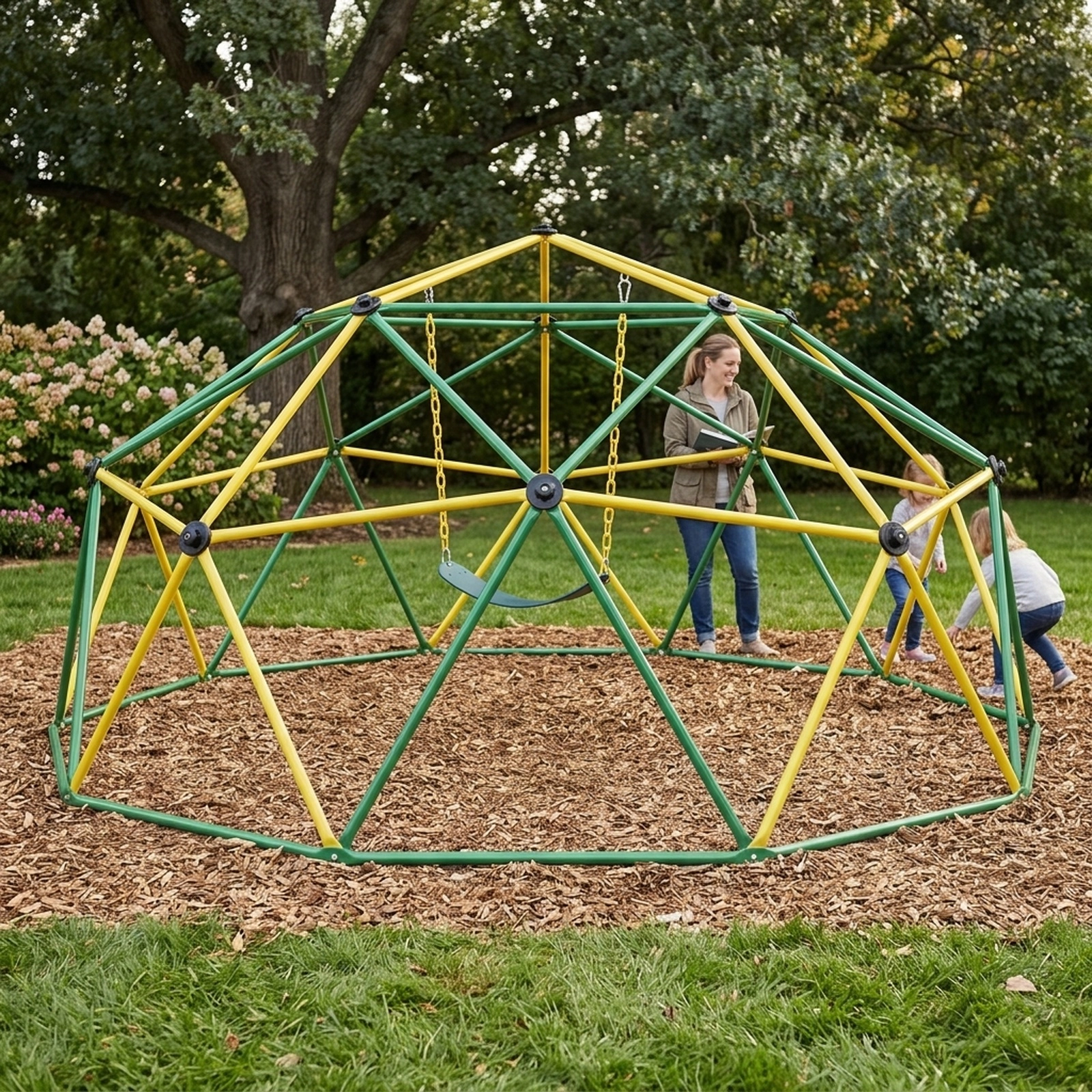 10-ft Climbing Dome Swing 800-lb Total Capacity Galvanized Steel Geometric Dome Climber for 6 Kids Ages 5-12 Green