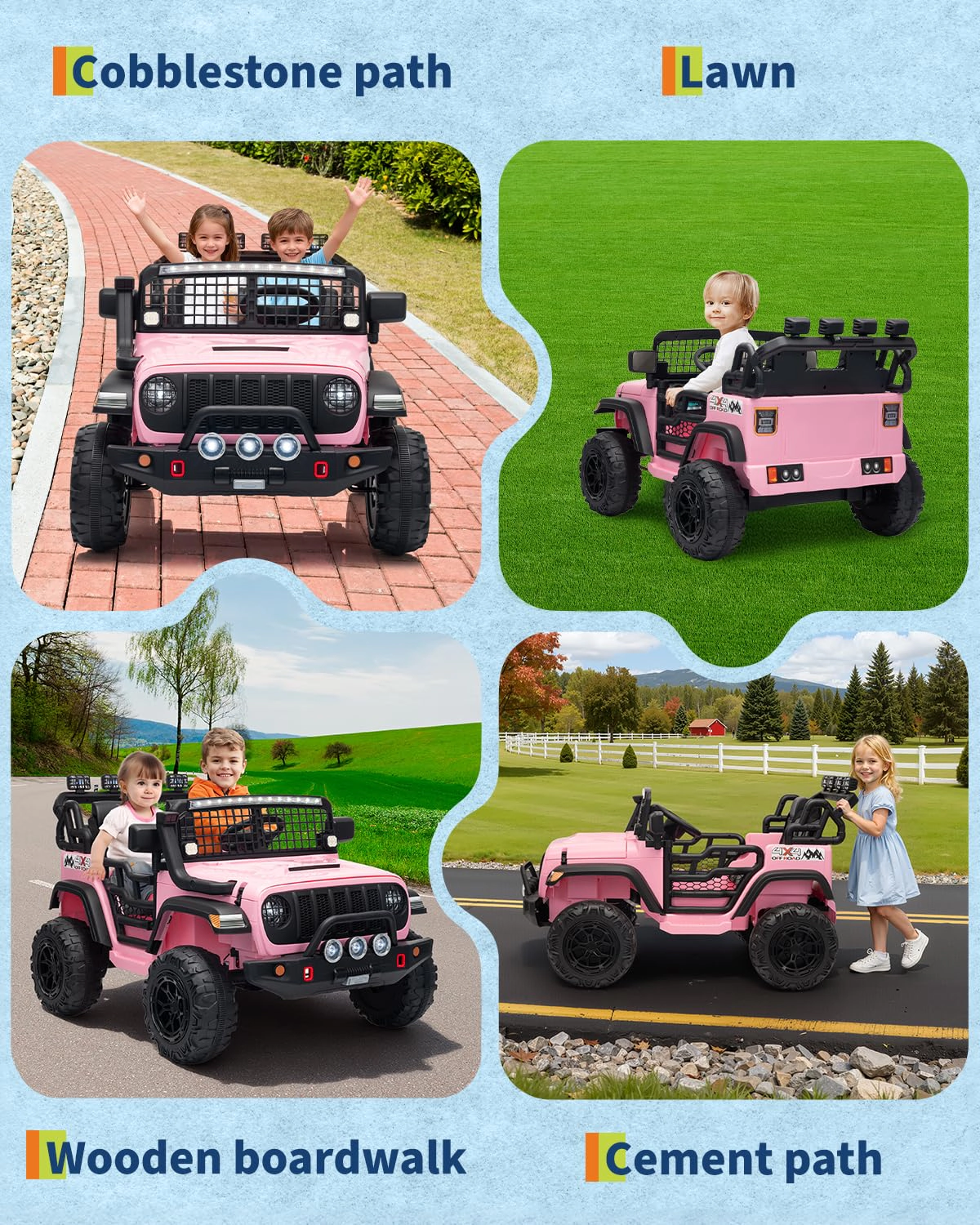 24V 2-Seater Kids Electric Ride On Truck with Remote, Dual 200W Motors, 20" Seat, LED Lights, Music