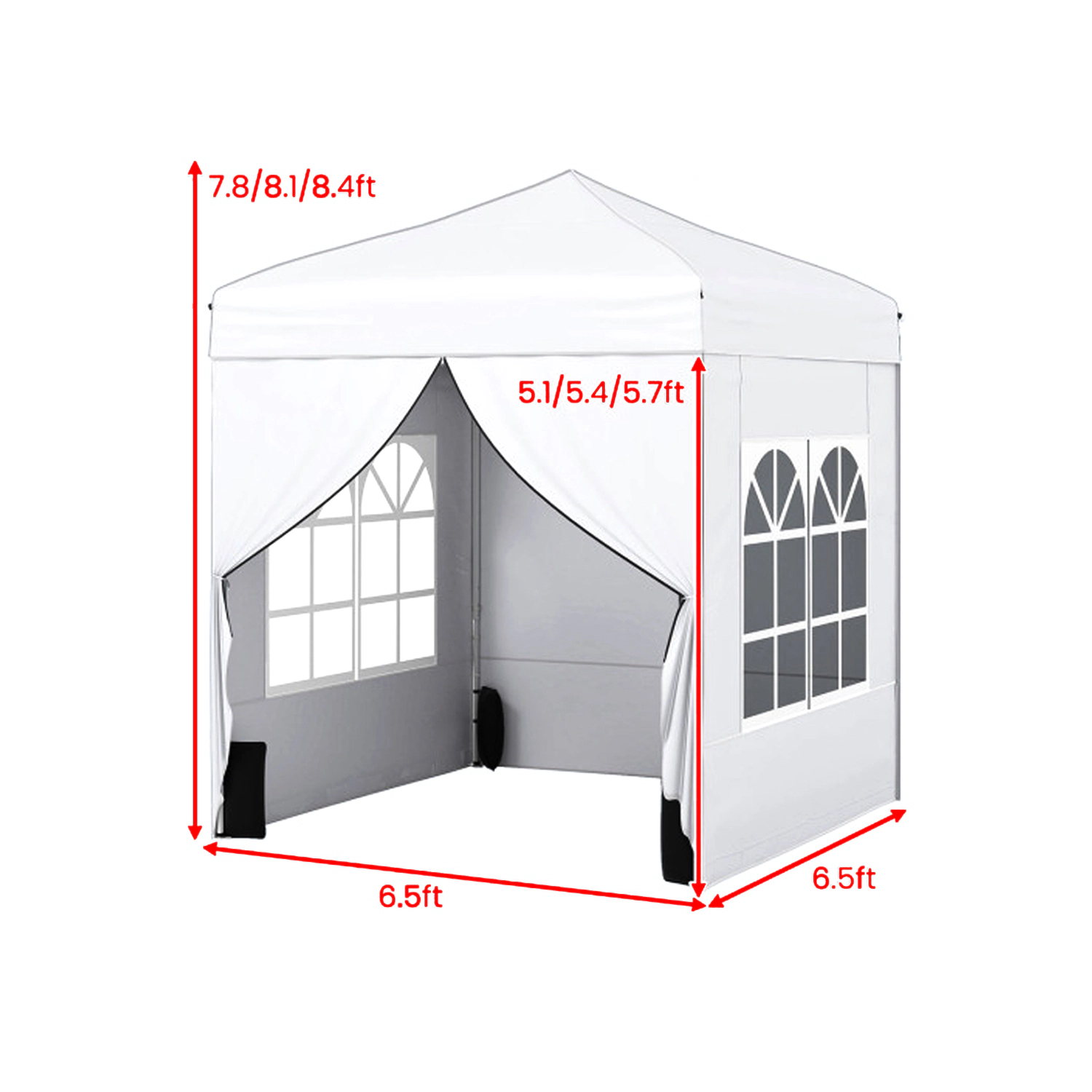 Hivvago Pop-Up Shade Tent 6.5×6.5 FT with Sidewall Set and Wheel-Equipped Bag