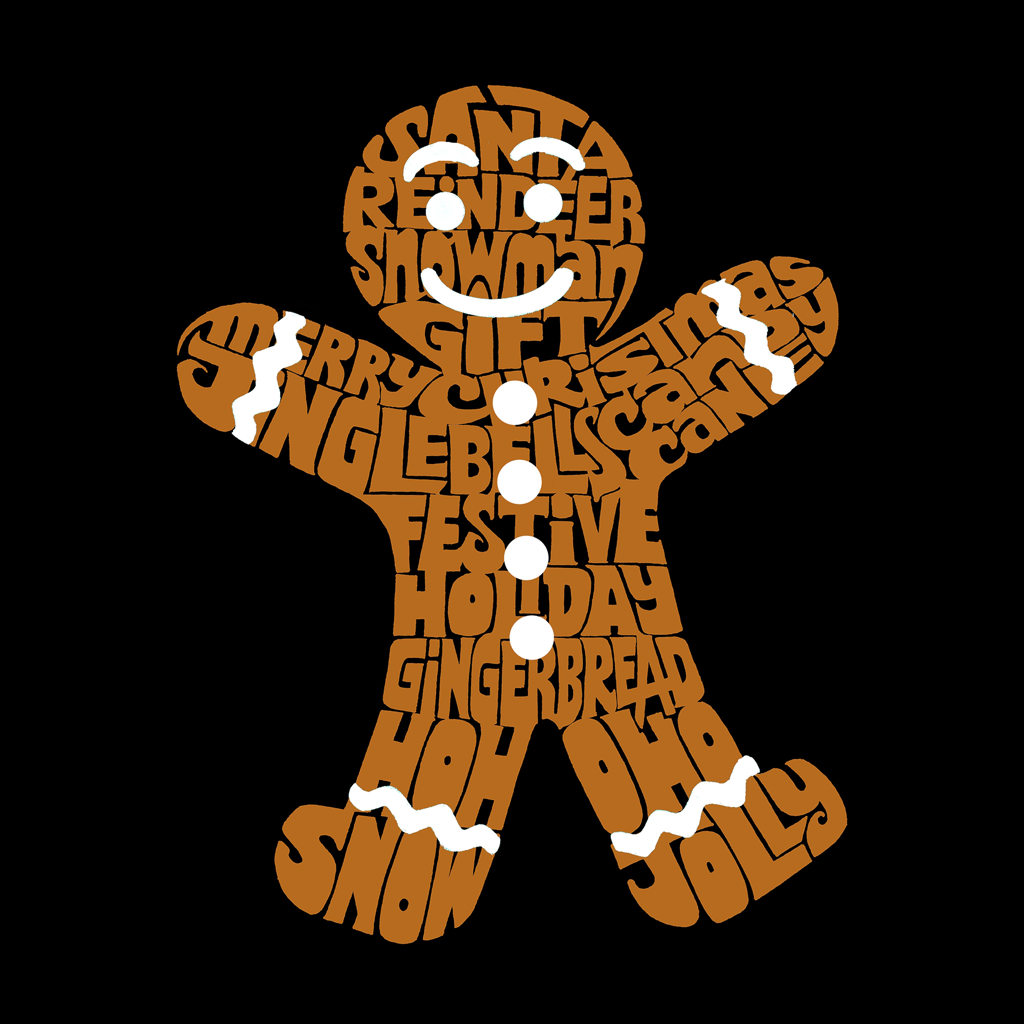 LA Pop Art Men's Cotton-Poly Word T-Shirt - Gingerbread