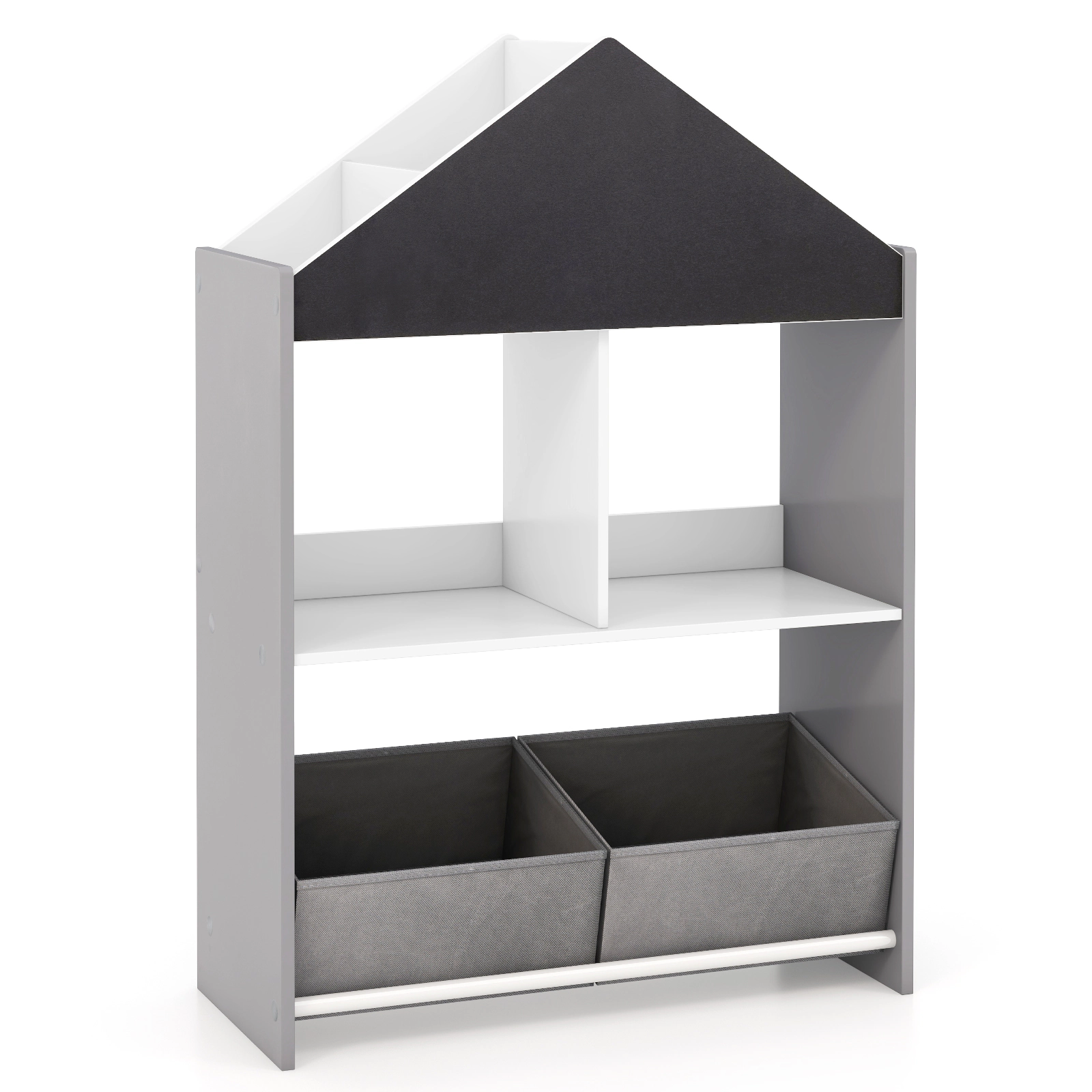 Hivvago Playhouse Kids Bookshelf with Chalkboard and Whiteboard for 3-6 Years