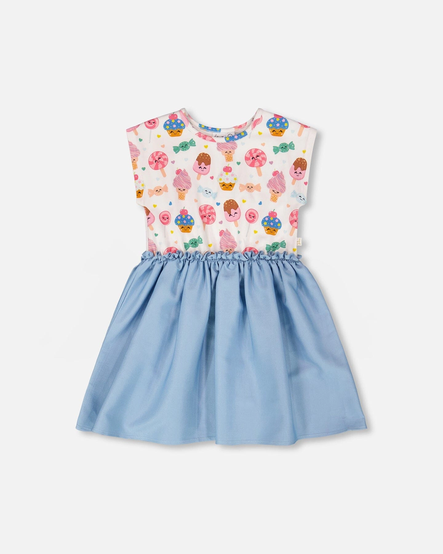 Deux par Girls Bi-Material Dress Candy Print