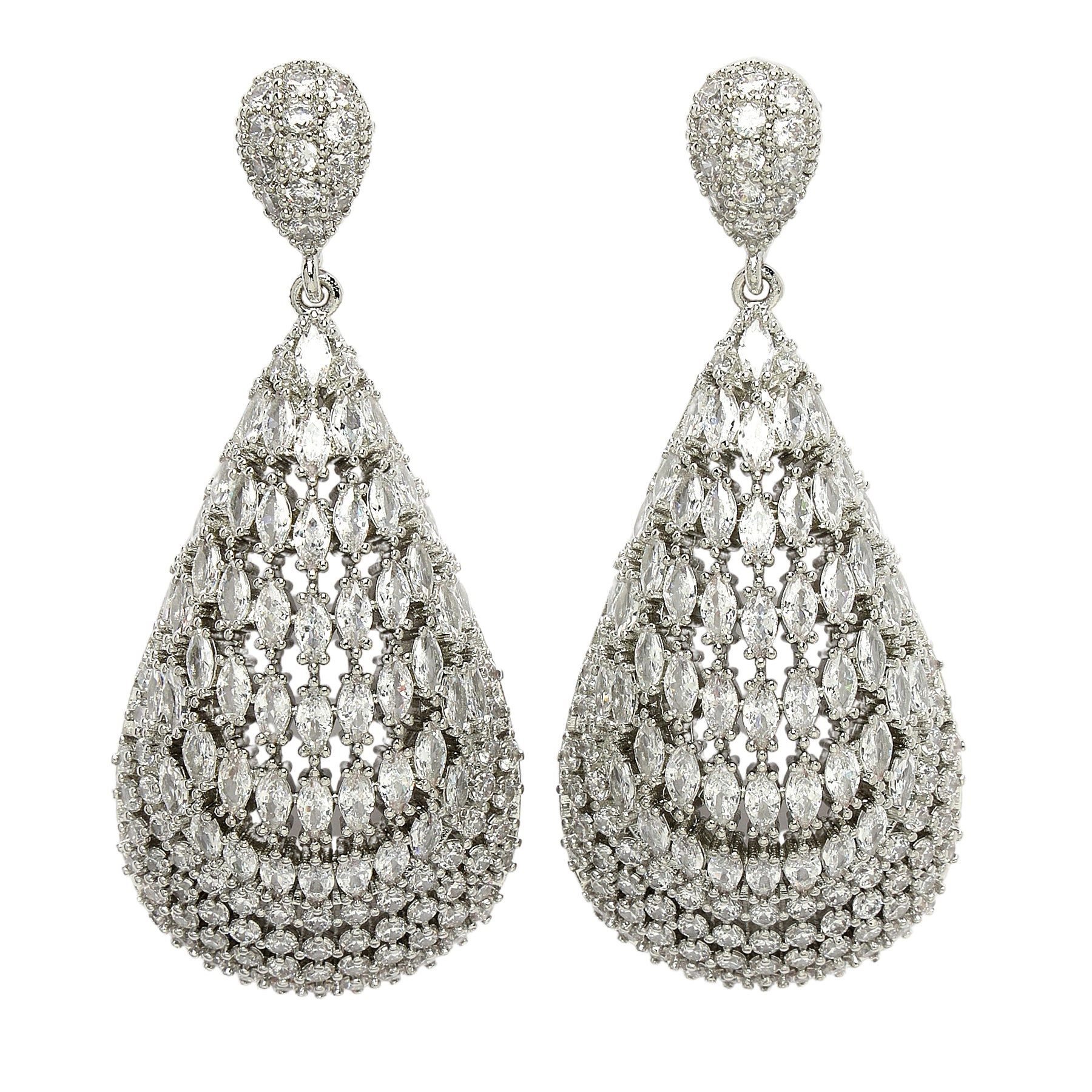 AGP PARIS Womens Diva Collection Zirconia Shimmering Hollow Drop Earrings