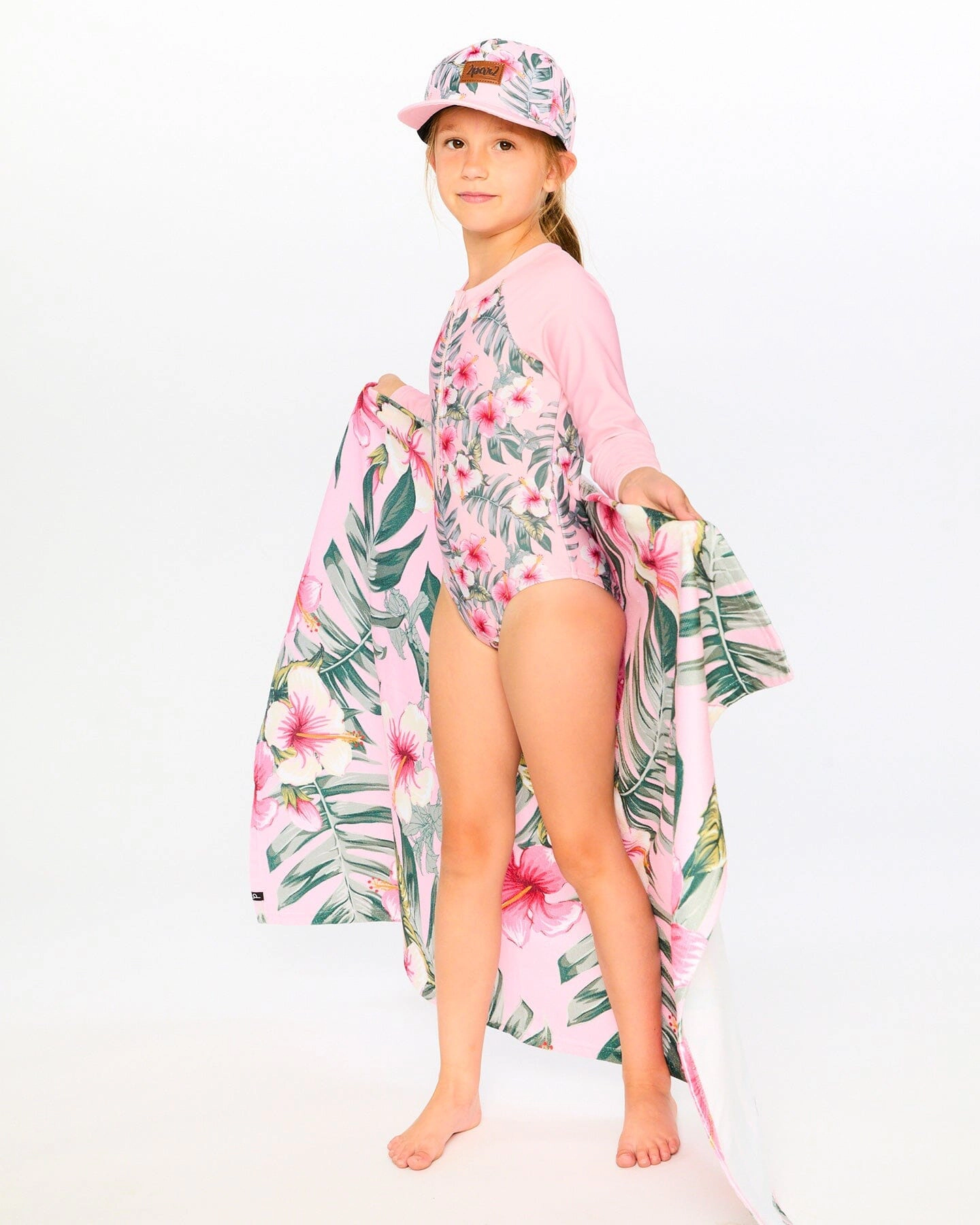 Deux par Deux Girls Beach Towel Hibiscus Print