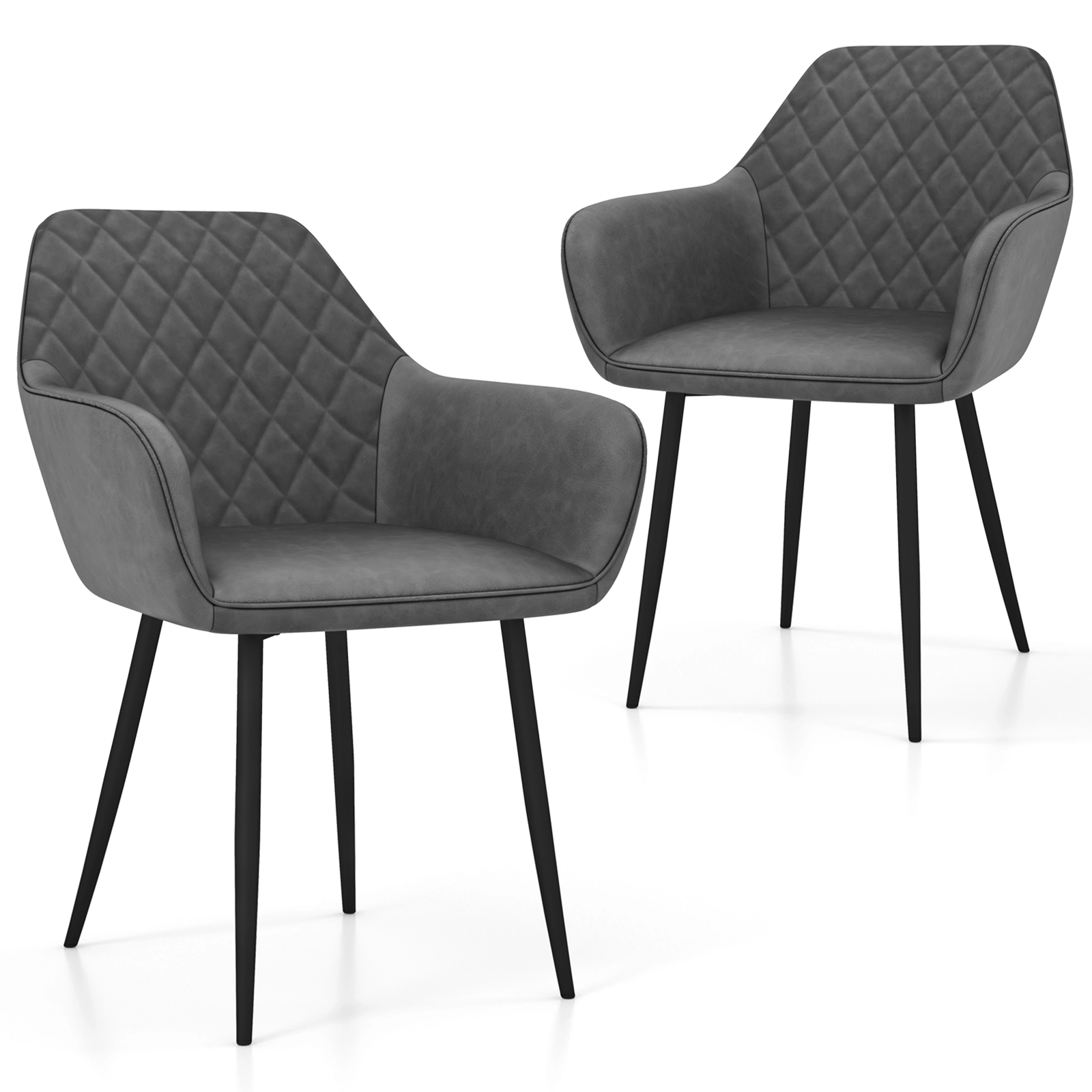 SUGIFT Leisure Dining Chair with Curved Backrest and Wide Seat 330-lb Capacity Gray