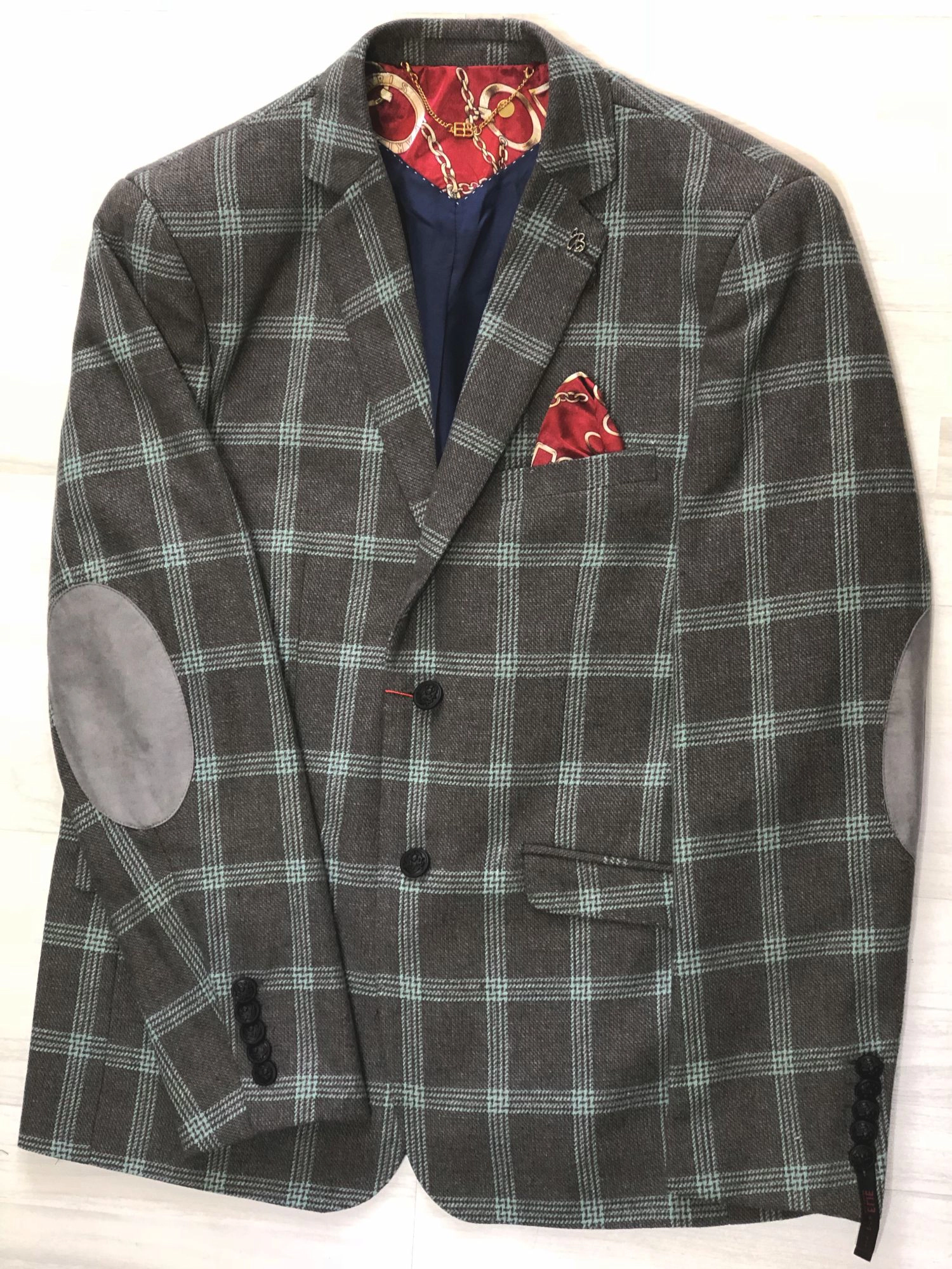 Elie Balleh Boys Slim Fit Premium Wool Checke Blazer