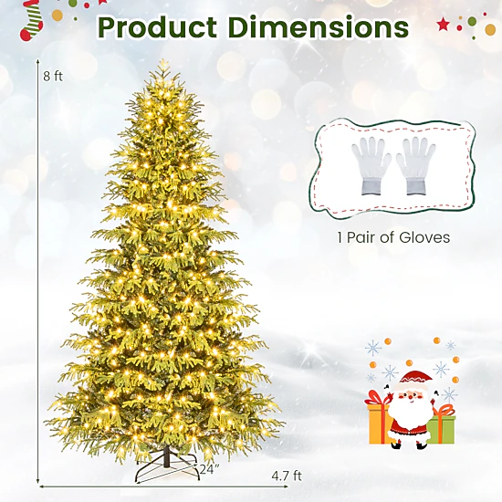 LJG Artificial Christmas Tree with LED Lights and PVC Mixed Branch Tips-7