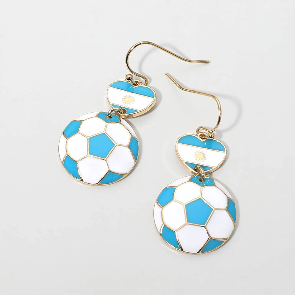 FASHNZFAB Argentina Flag Soccer Ball Link Drop Earrings