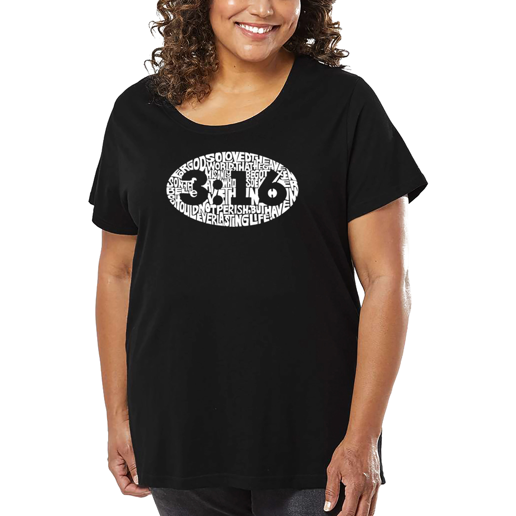LA Pop Art Women's Plus Word T-Shirt - John 3:16