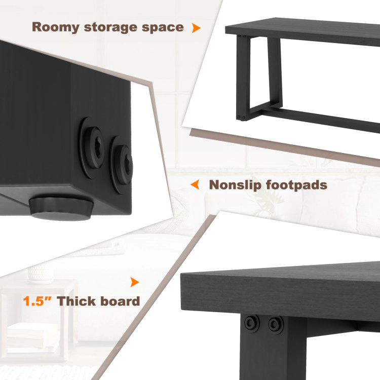 Hivvago Wood Dining Bench with Metal Frame and Adjustable Footpads