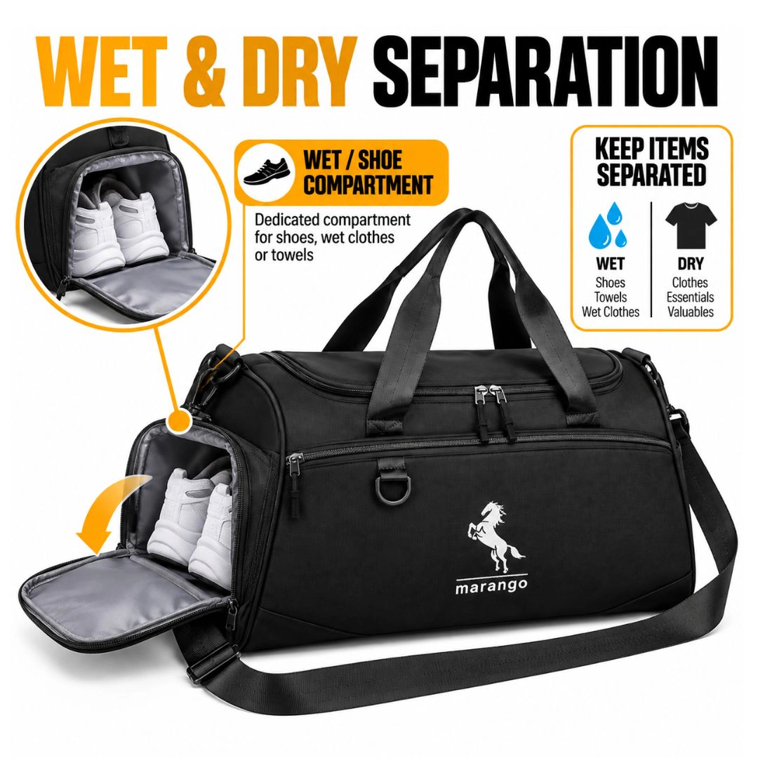 Waterproof Sports Bag with Shoe & Wet Pockets