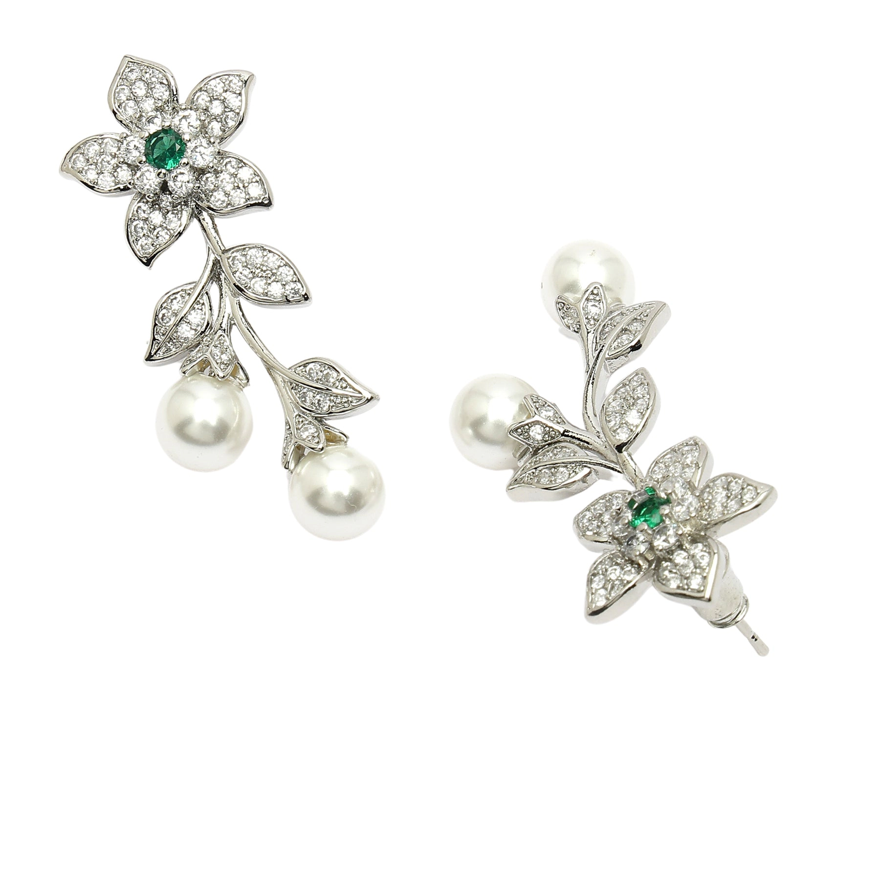 AGP PARIS Womens Diva Collection Cubic Zirconia Floral Drop Earrings