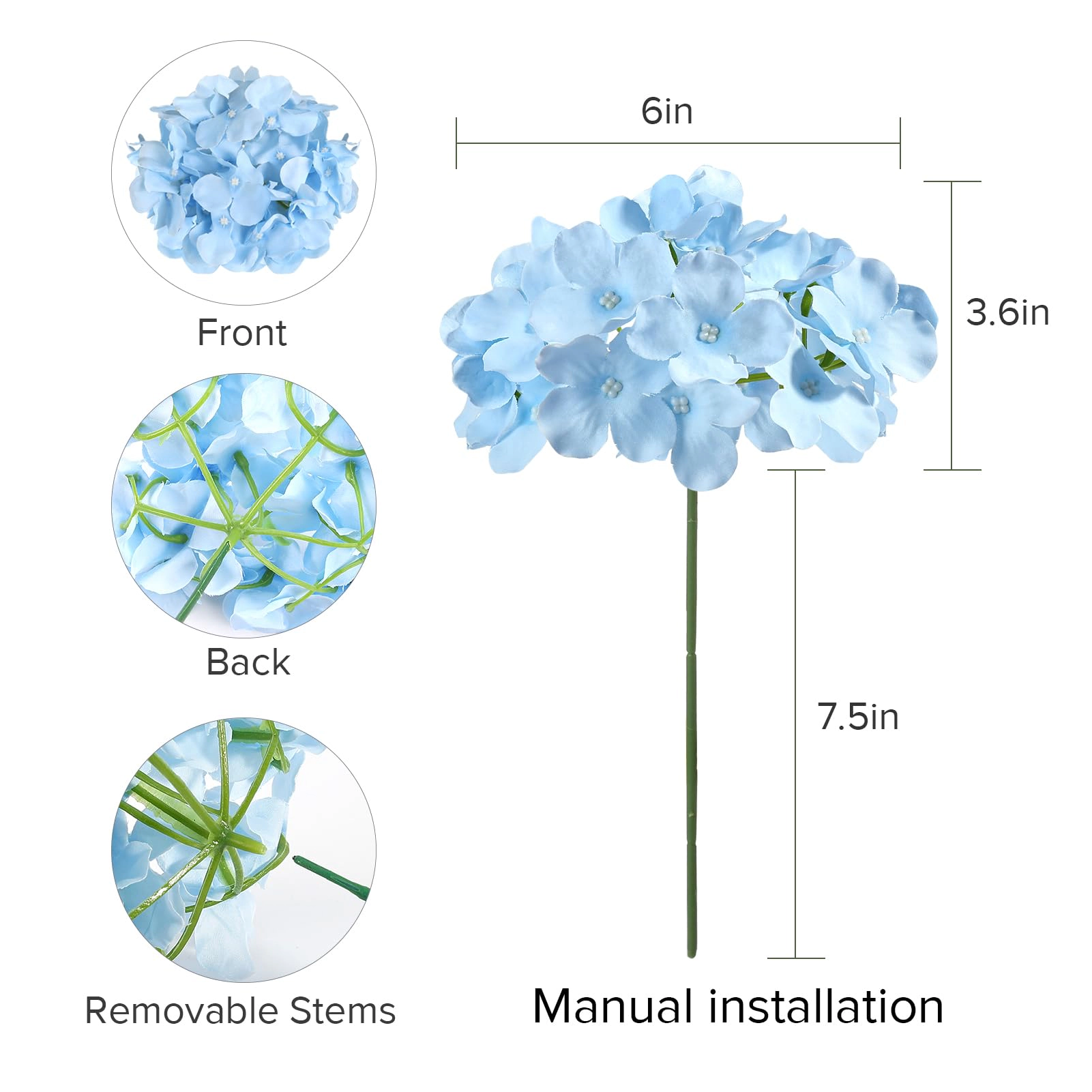 PUPWE 64Hydrangea Artificial Flowers Bulk  Silk White Hydrangeas
