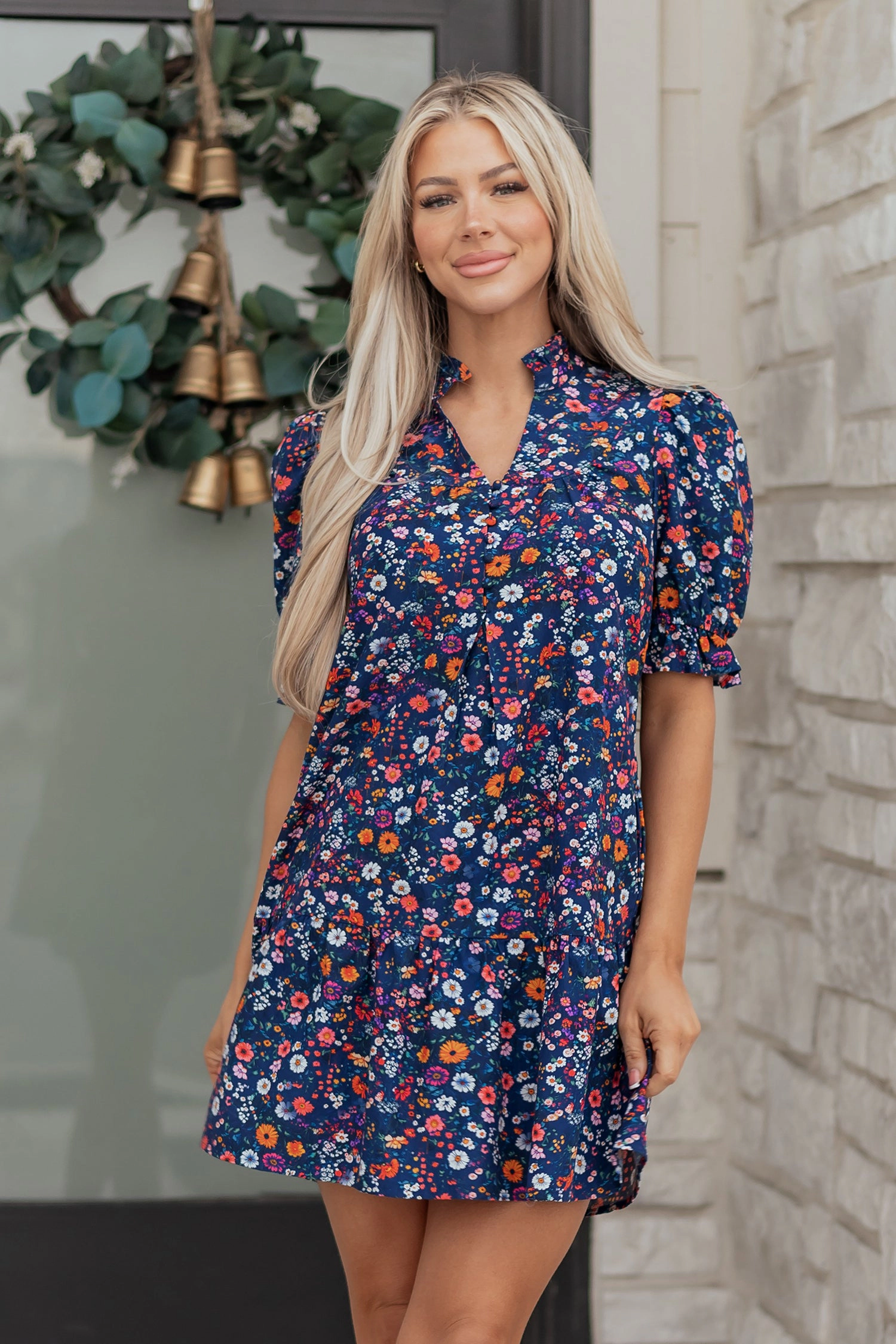 Threaded Pear Women's Serenity Puff Sleeve Mini Dress