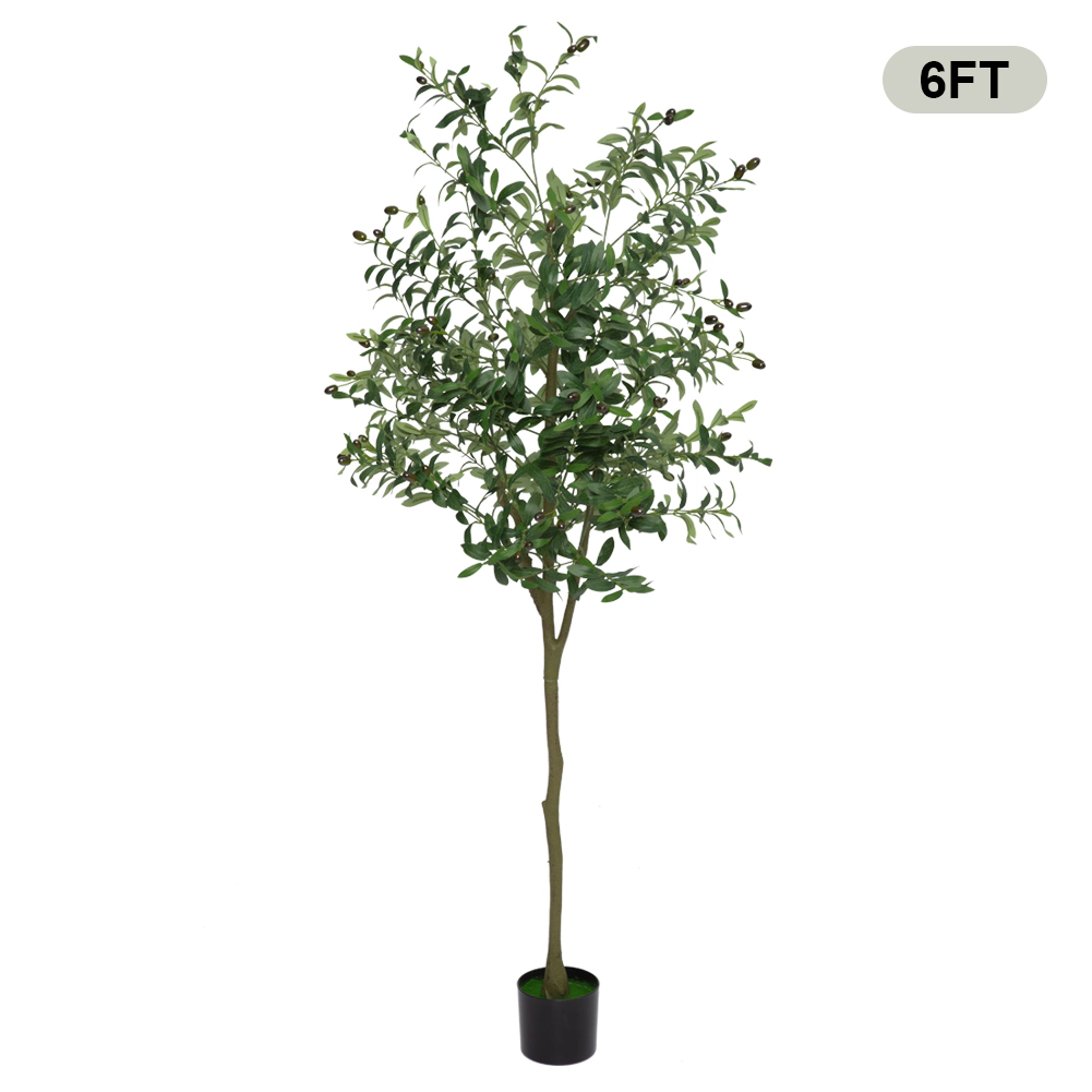 Faux Olive Tree 5Ft, Fake Black Olive Tree with Pot, Indoor Tall Artificial Plants for Living Room Home Office