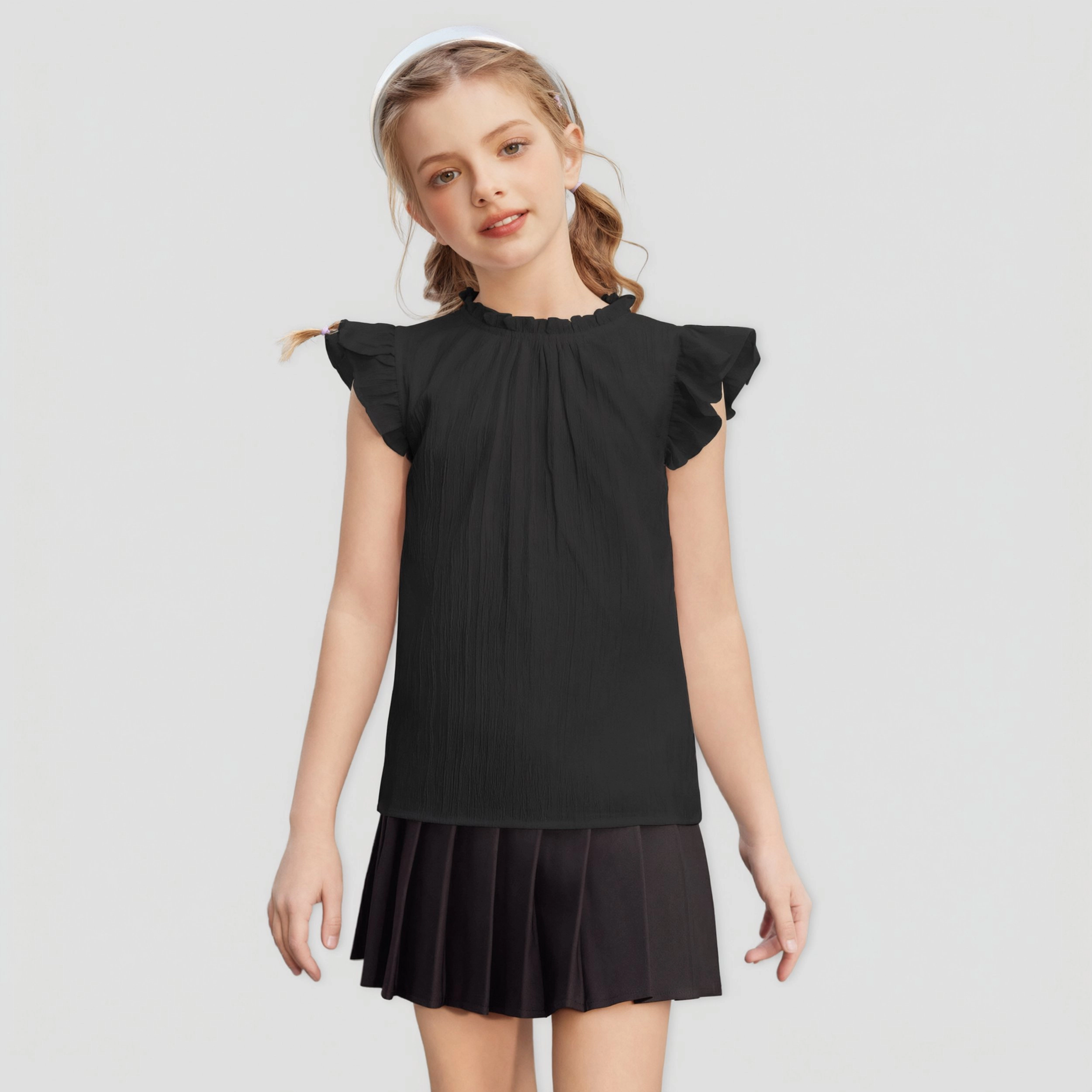 Arshiner Girls Shirts Ruffle Short Sleeve Summer Cute Casual Crewneck Tops Blouse T-Shirt