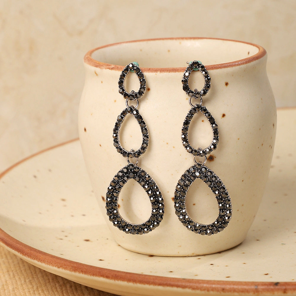 SOHI Women's Chrome Silver Hollow Teardrop Earrings