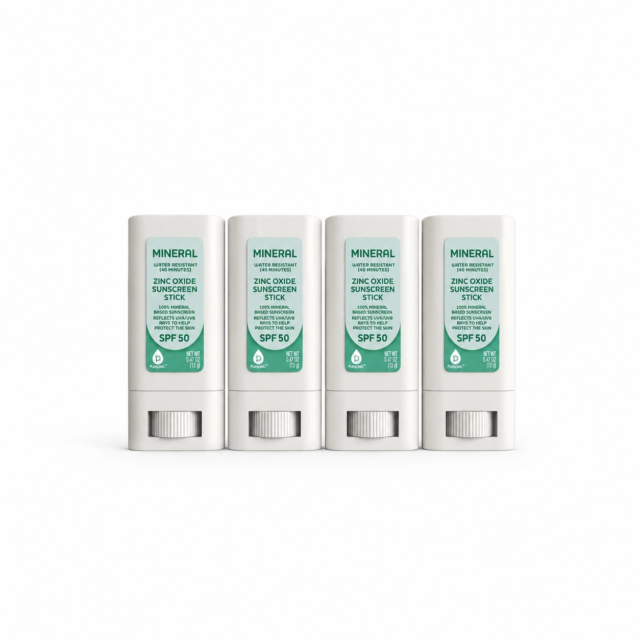 Pursonic Mineral Zinc Oxide Sunscreen Stick SPF 50 – Broad Spectrum Sun Protection | 4-Pack Value Bundle