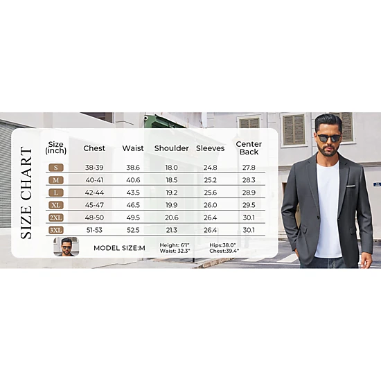 COOFANDY Men's Slim Fit Notch Lapel Casual Blazer Sport Coat Suit Jacket