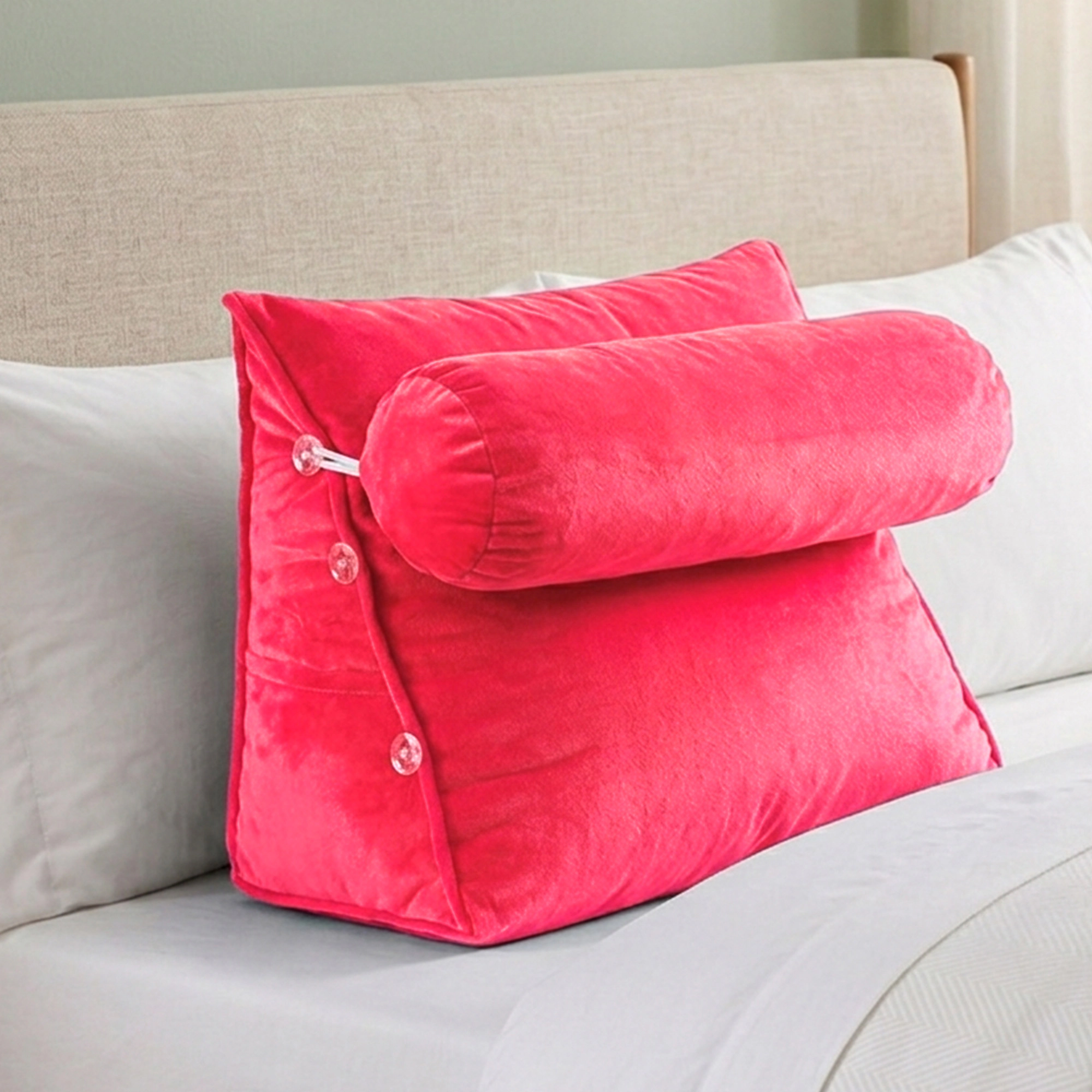 Cheer Collection Adjustable Wedge Reading Pillow with Detachable Bolster and Backrest Support