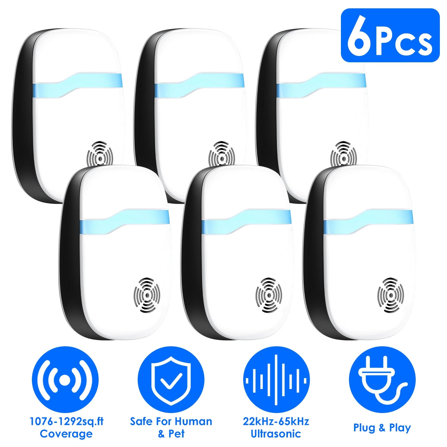 GBruno 6-Pack Ultrasonic Pest Repeller