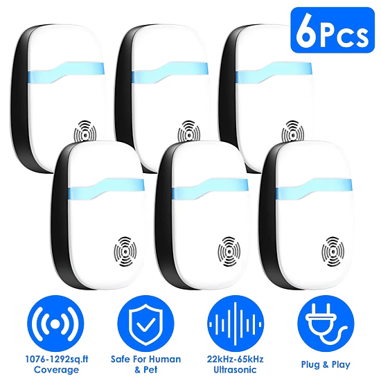GBruno 6-Pack Ultrasonic Pest Repeller