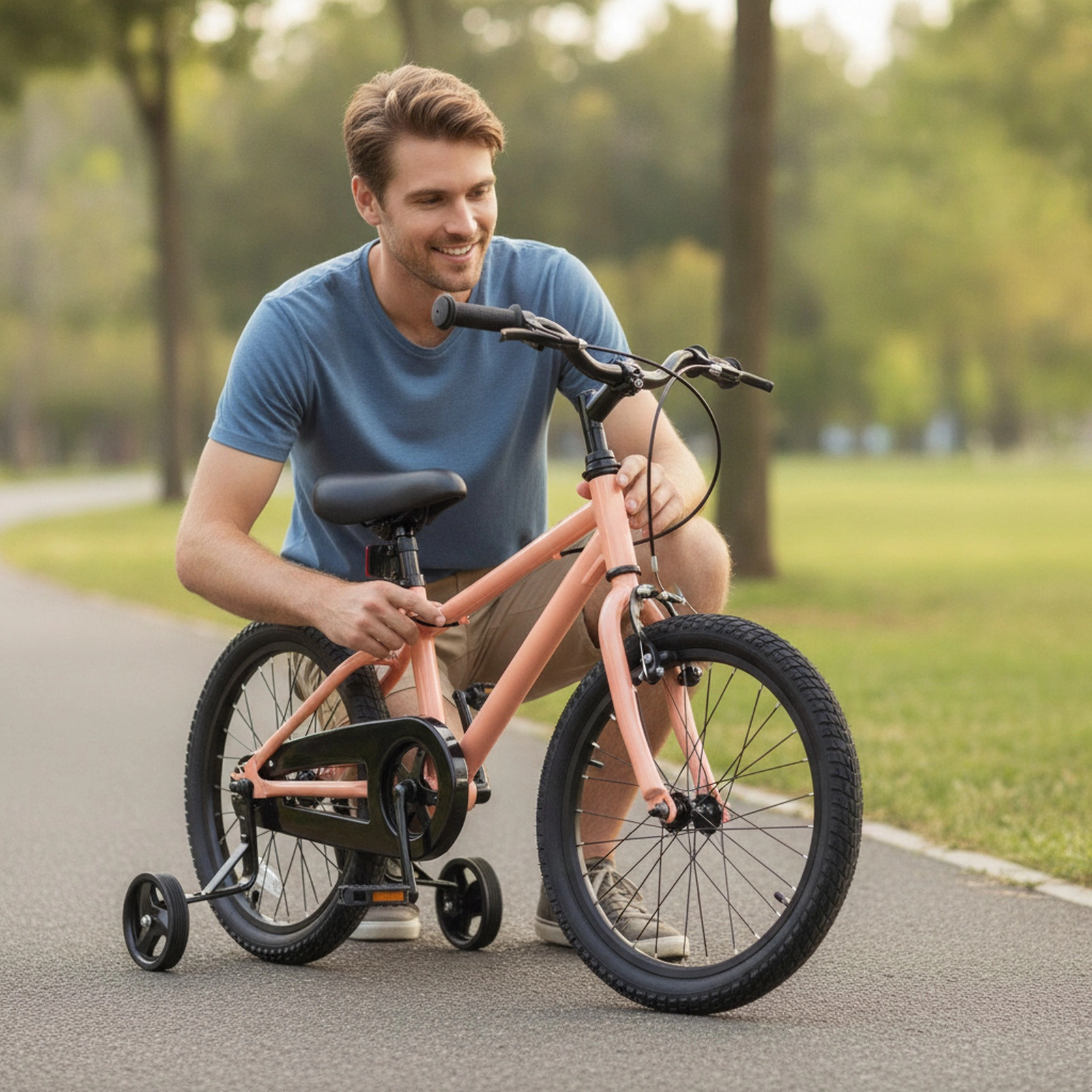 18-in Kids Bicycle Girls 145-lb Seat Capacity Crack-Resistant Tires Kickstand Detachable Training Wheels Ages 4-8 Pink