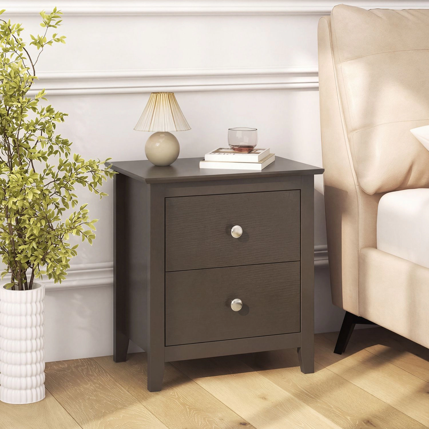SlickBlue 2-Drawer Modern Nightstand Bedside Table