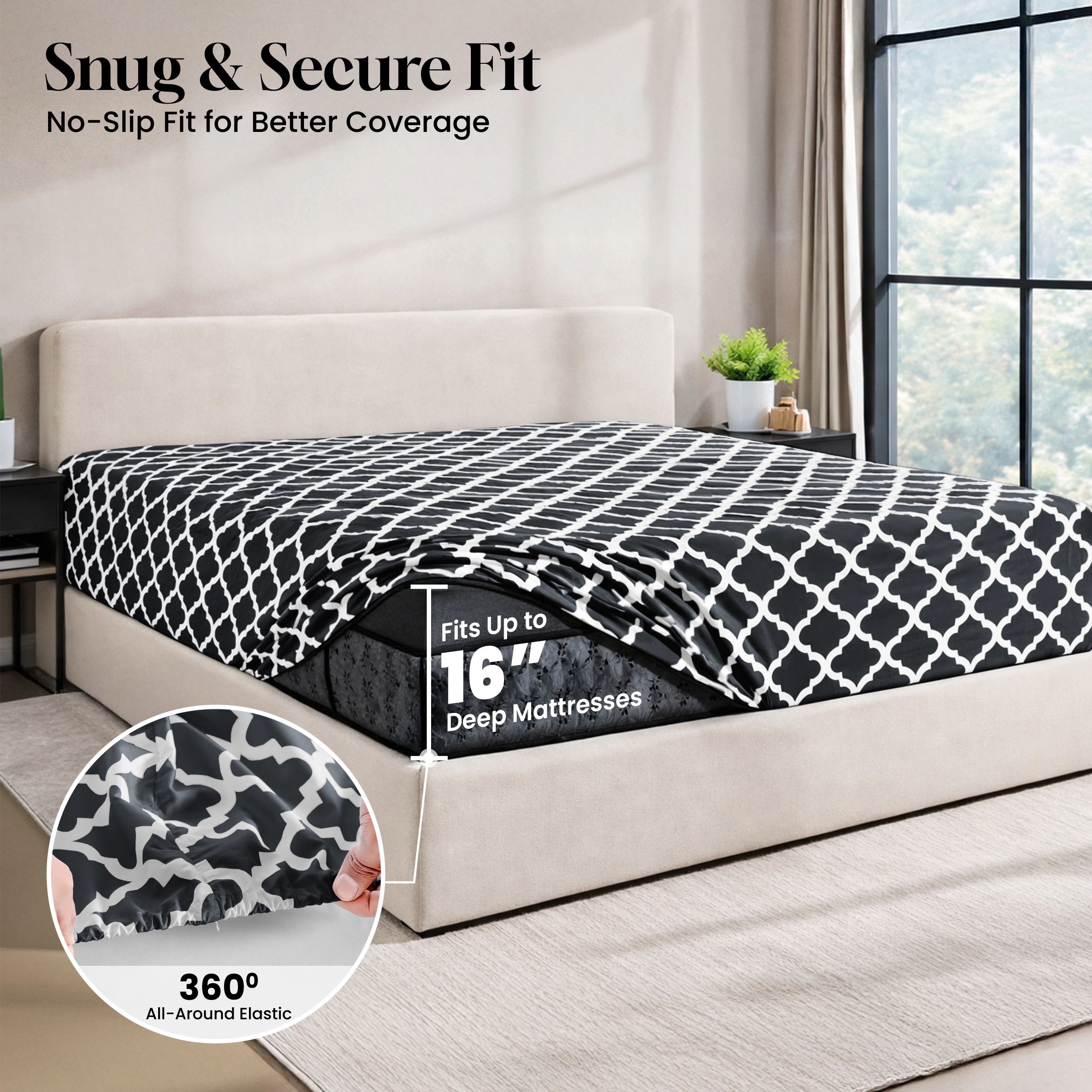 Lux Decor Collection 4-Piece Printed Bedsheets Ultra Soft Quatrefoil Design Deep Pocket Sheet Set